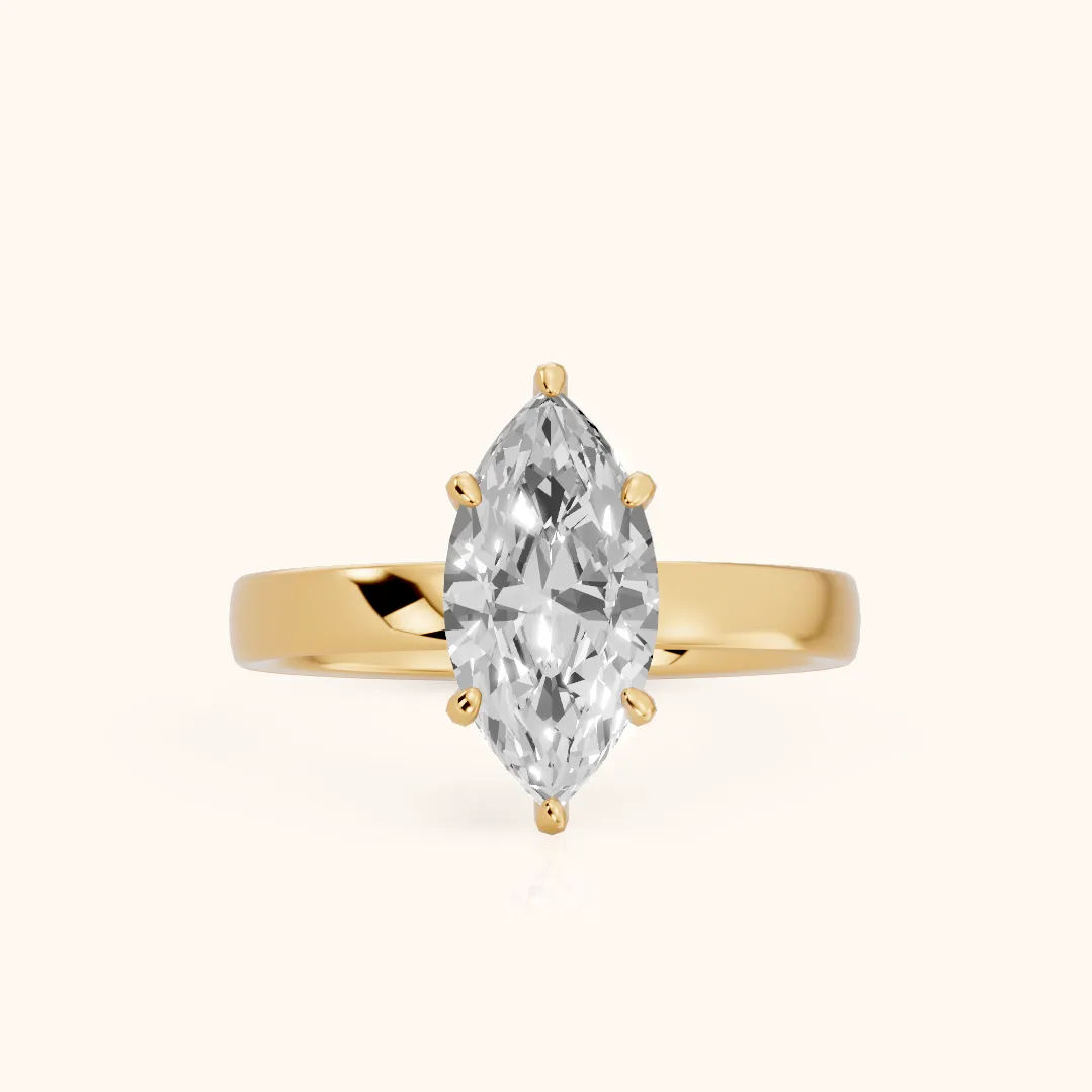 Lara Hidden Halo Marquise Diamond Engagement Ring in Yellow Gold — view 2