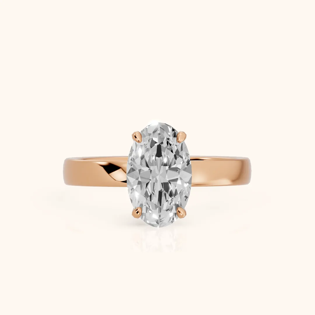 Lara Hidden Halo Oval Diamond Engagement Ring in Rose Gold — view 2