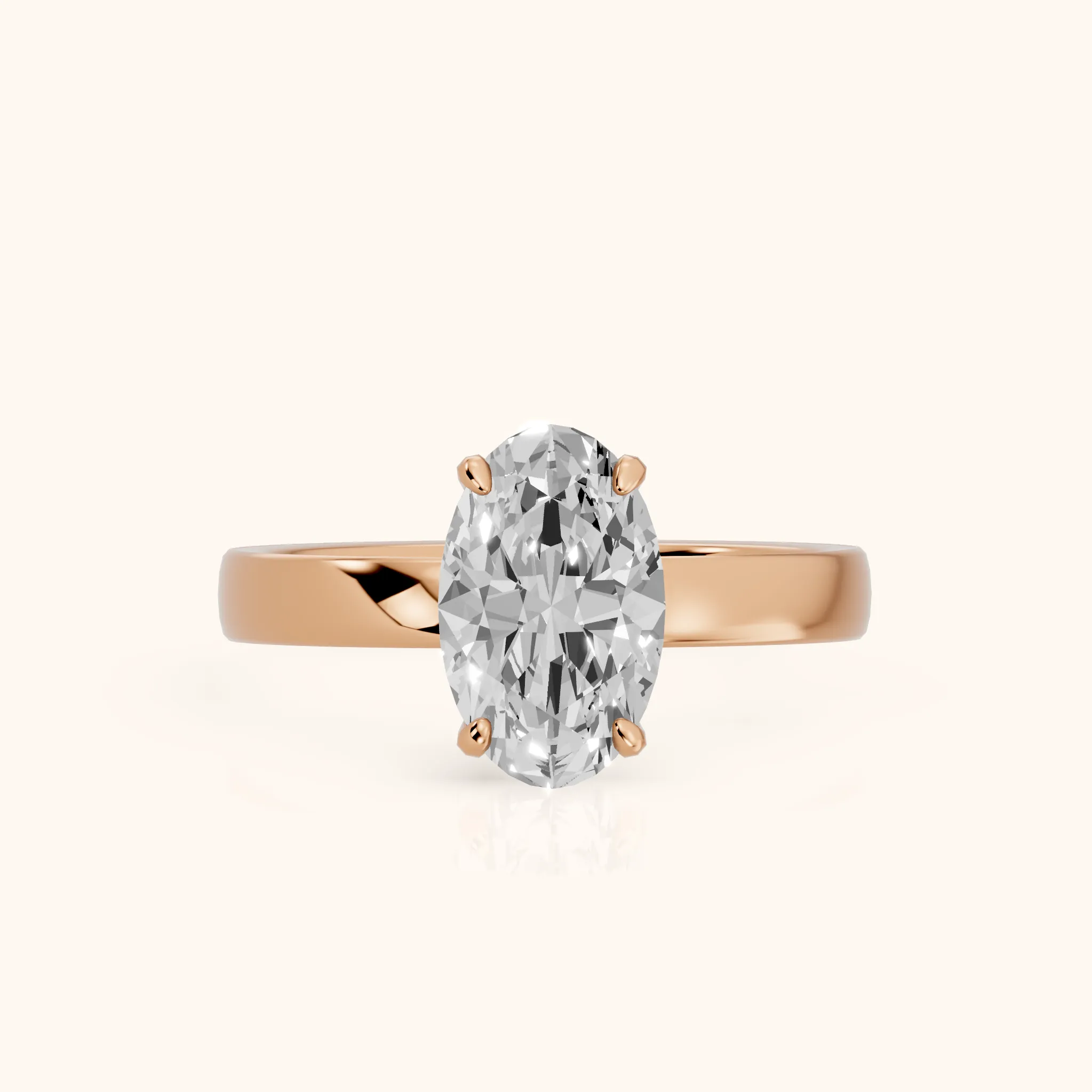 Lara Hidden Halo Oval Diamond Engagement Ring in Rose Gold — view 1