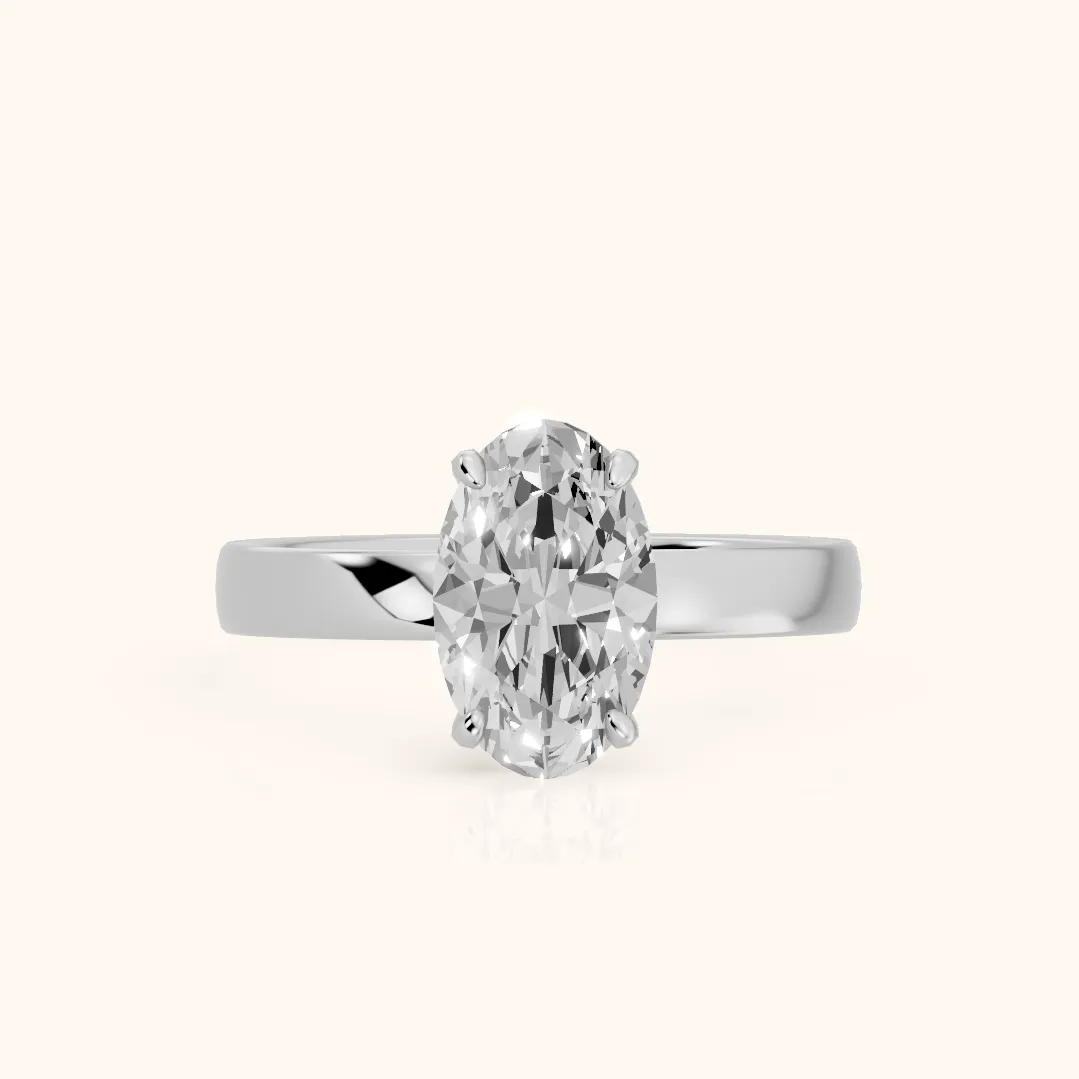 Lara Hidden Halo Oval Diamond Engagement Ring in Silver — view 2
