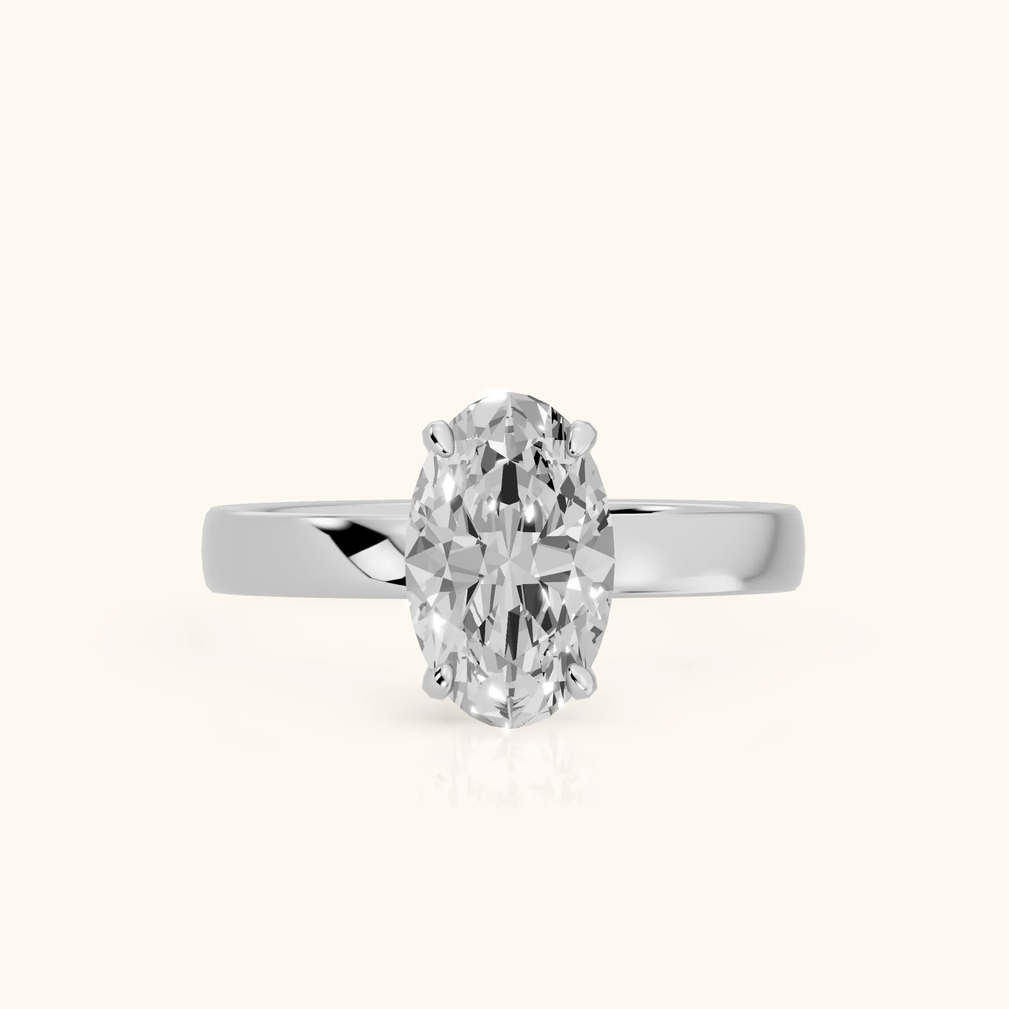 Lara Hidden Halo Oval Diamond Engagement Ring in Silver — view 1
