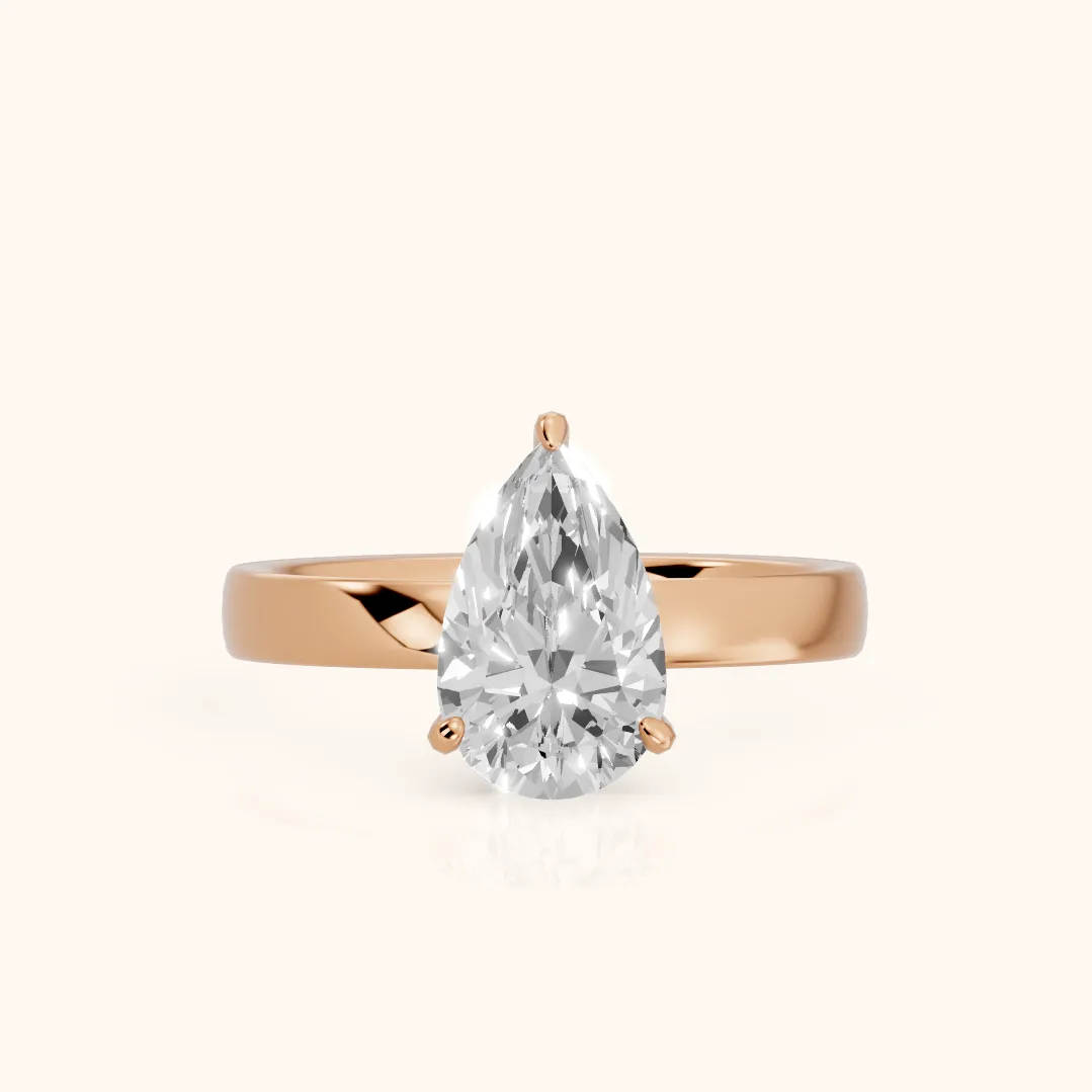 Lara Hidden Halo Pear Diamond Engagement Ring in Rose Gold — view 2