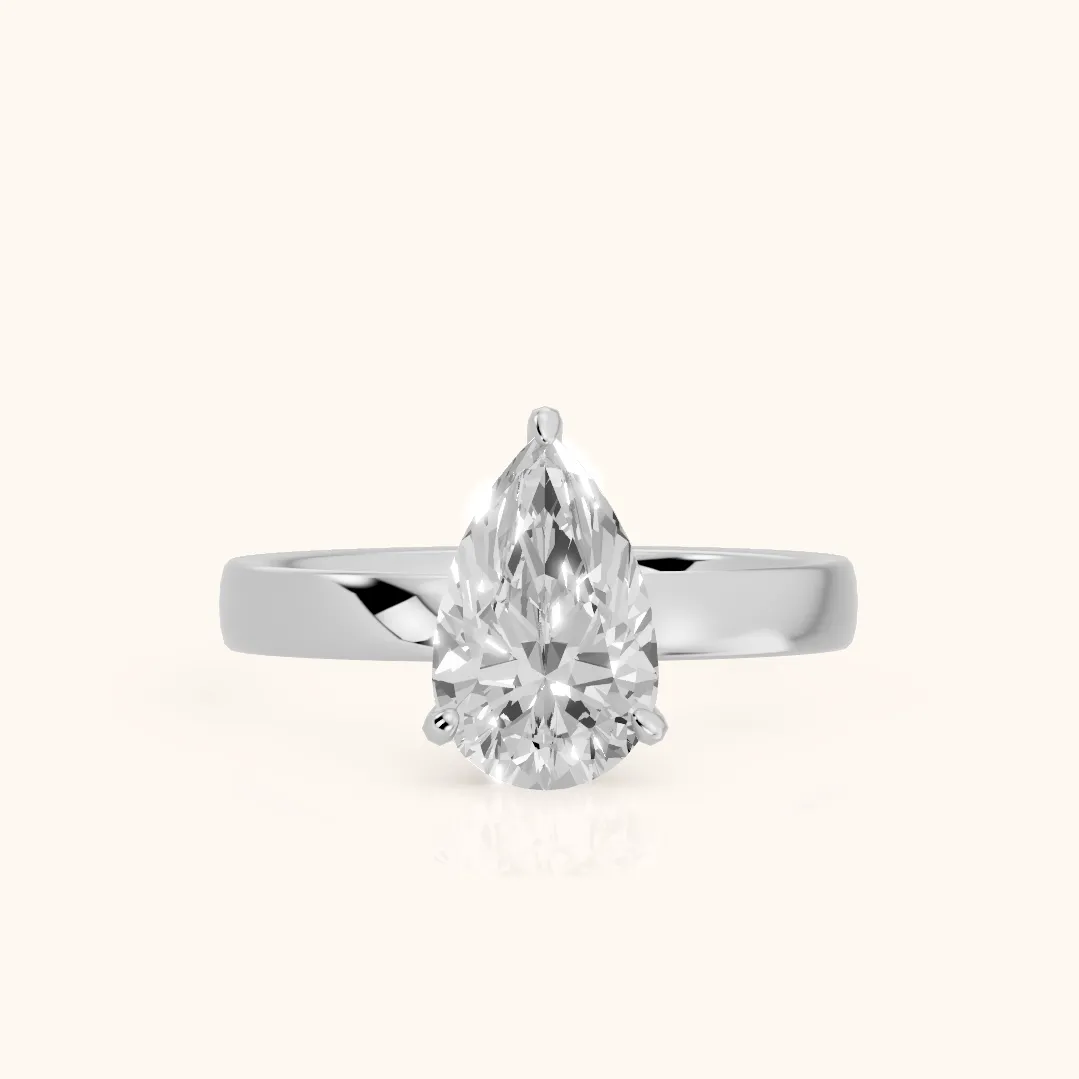 Lara Hidden Halo Pear Diamond Engagement Ring in Silver — view 2