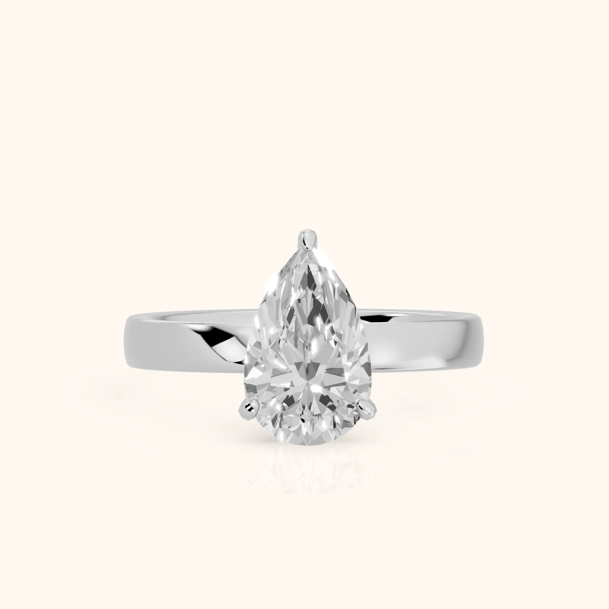Lara Hidden Halo Pear Diamond Engagement Ring in Silver — view 1