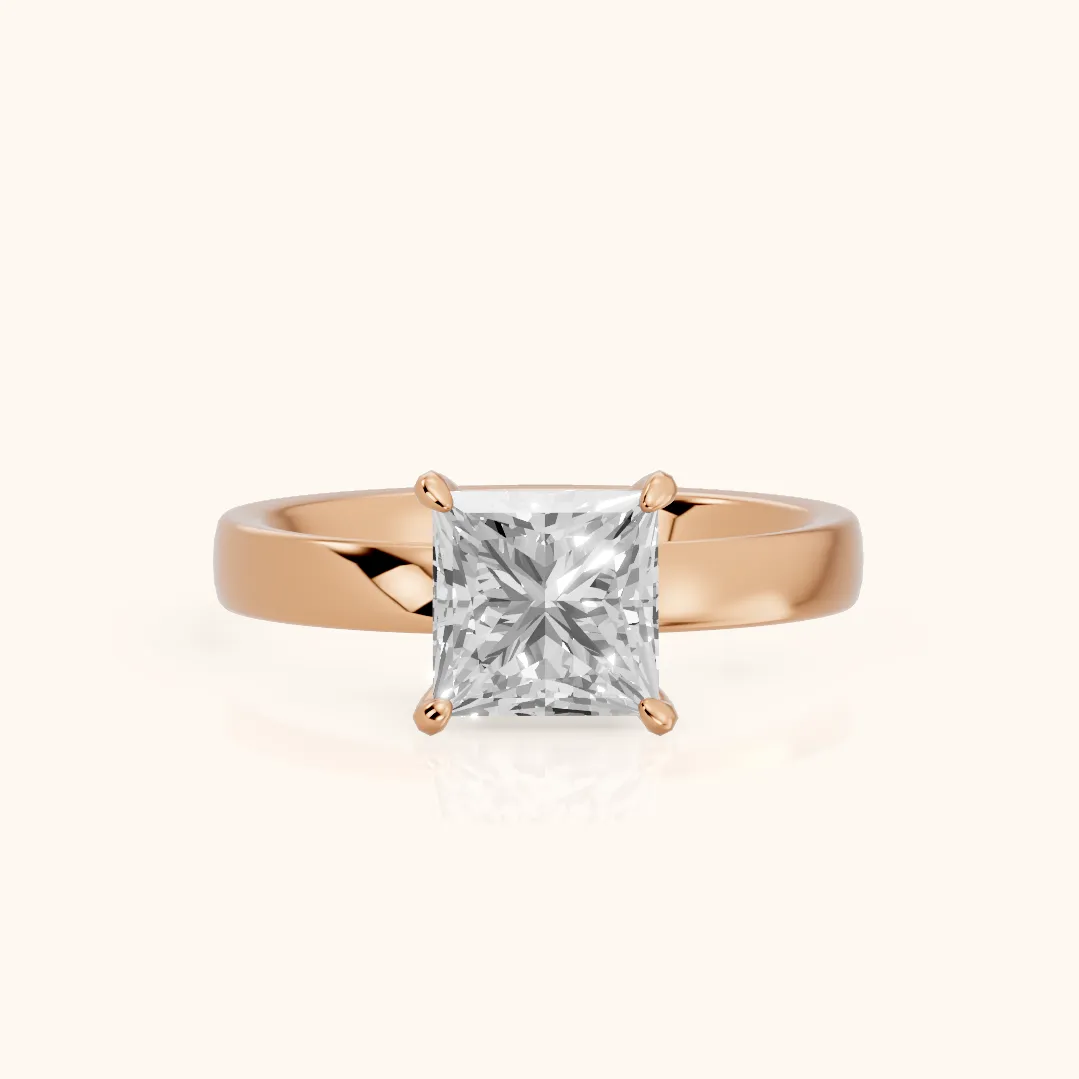 Lara Hidden Halo Princess Diamond Engagement Ring in Rose Gold — view 2