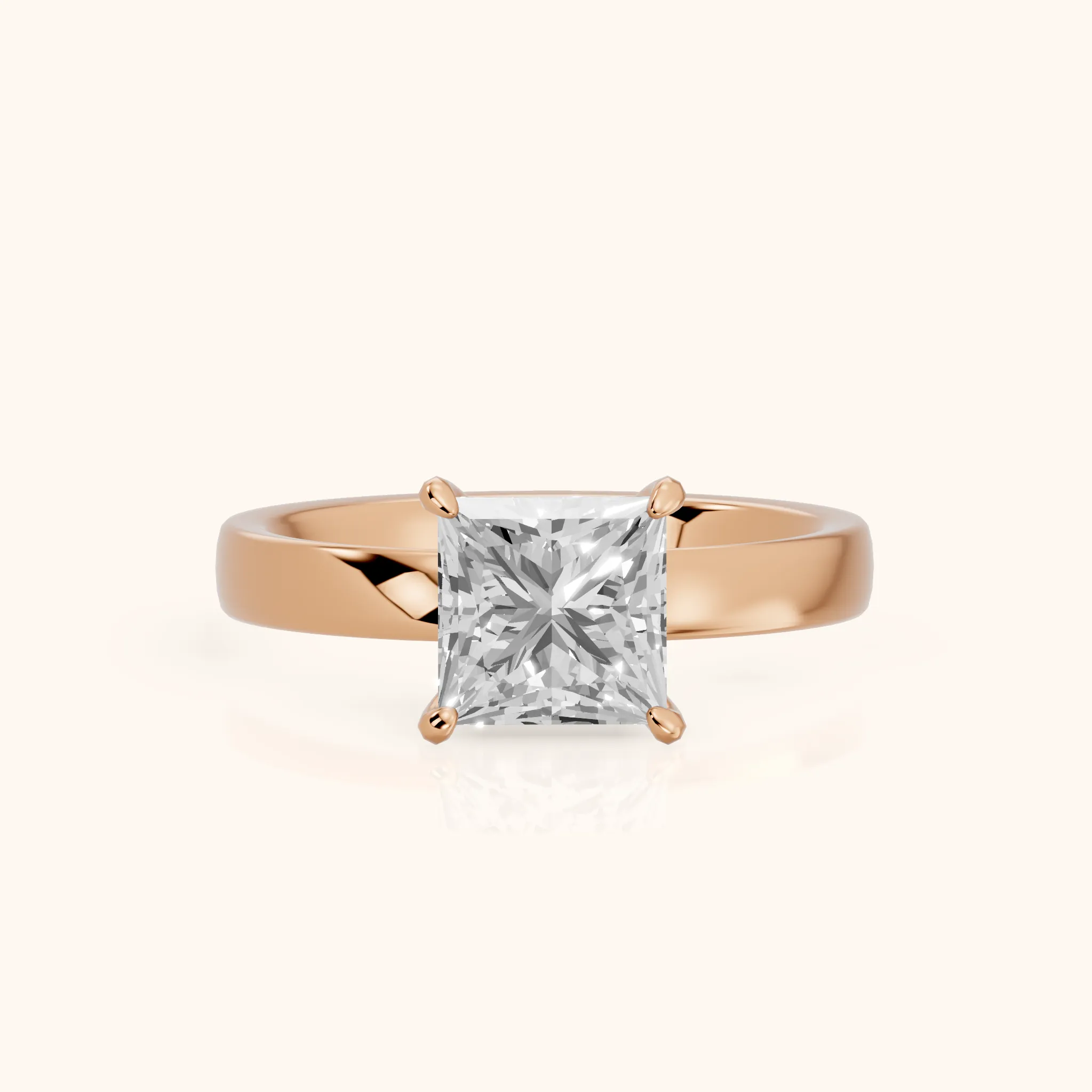 Lara Hidden Halo Princess Diamond Engagement Ring in Rose Gold — view 1