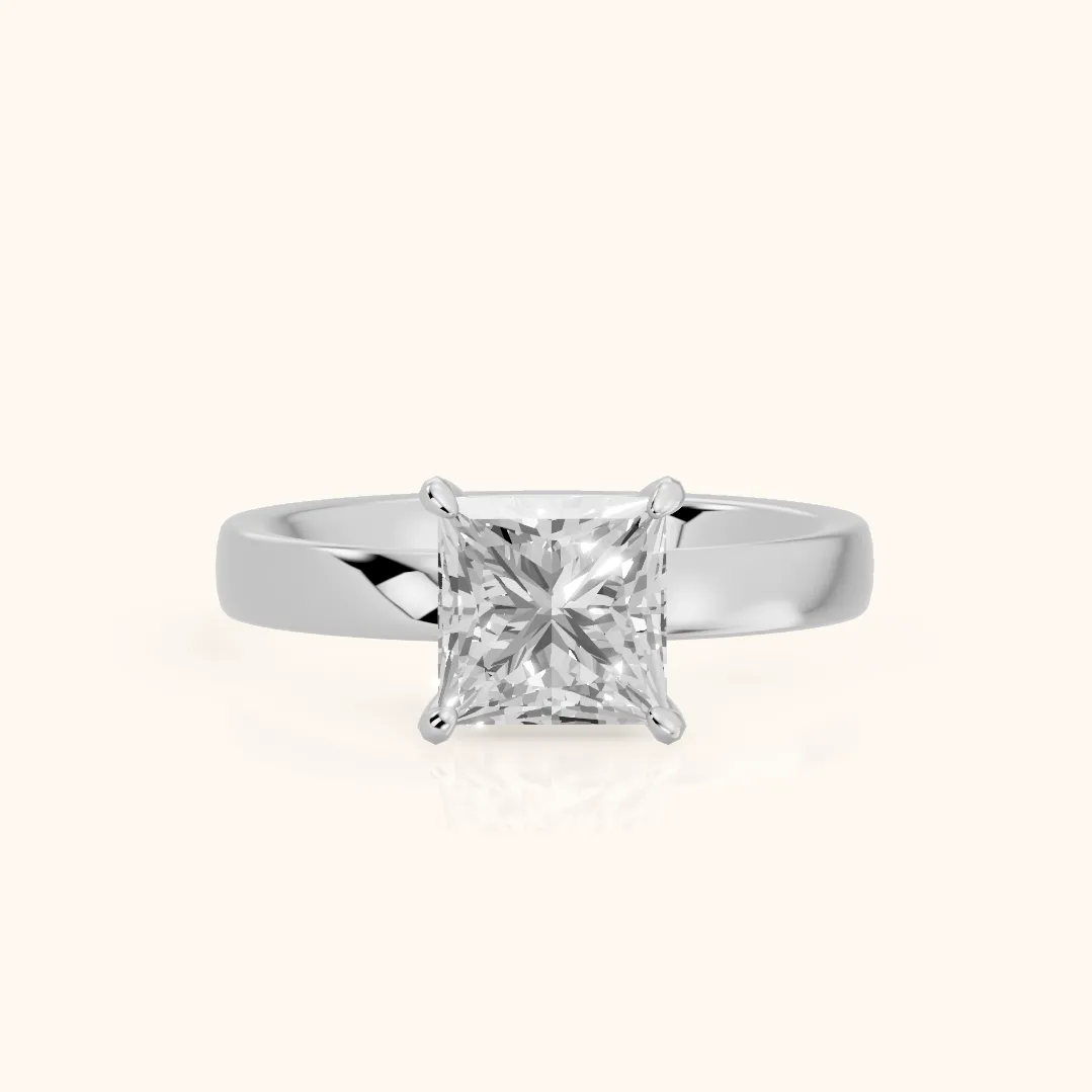 Lara Hidden Halo Princess Diamond Engagement Ring in Platinum — view 2
