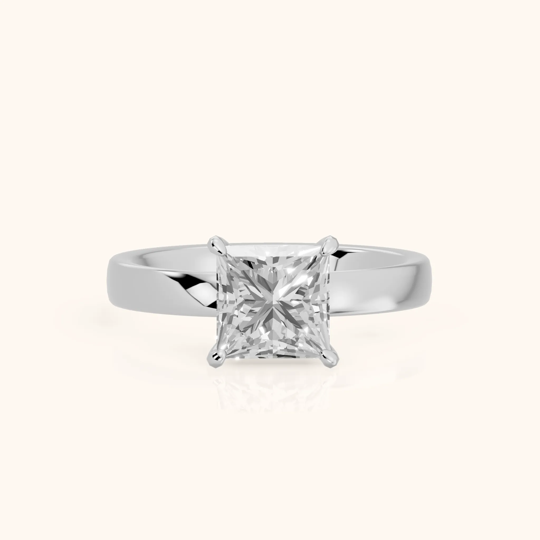 Lara Hidden Halo Princess Diamond Engagement Ring in Platinum — view 1