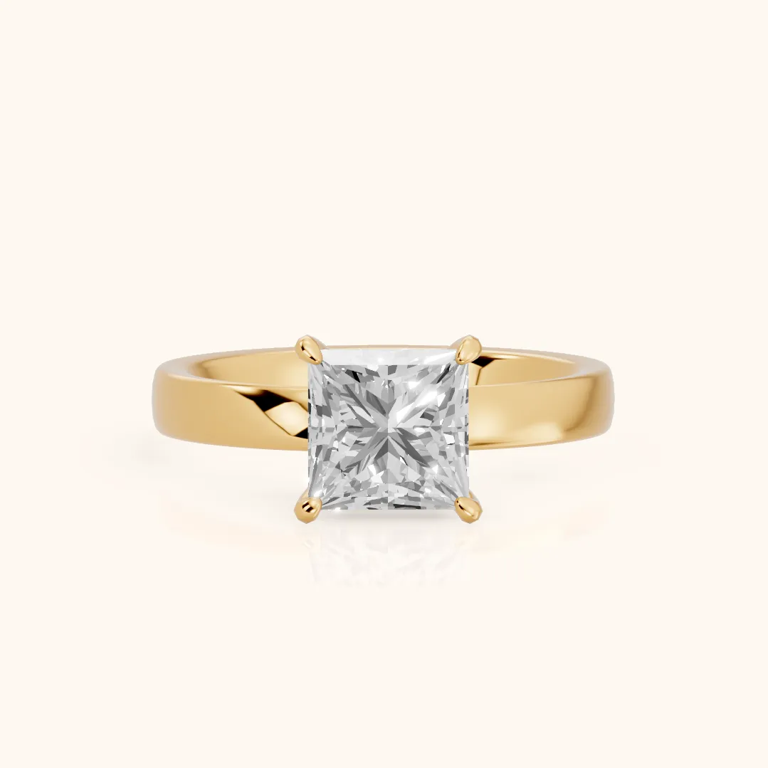 Lara Hidden Halo Princess Diamond Engagement Ring in Yellow Gold — view 2