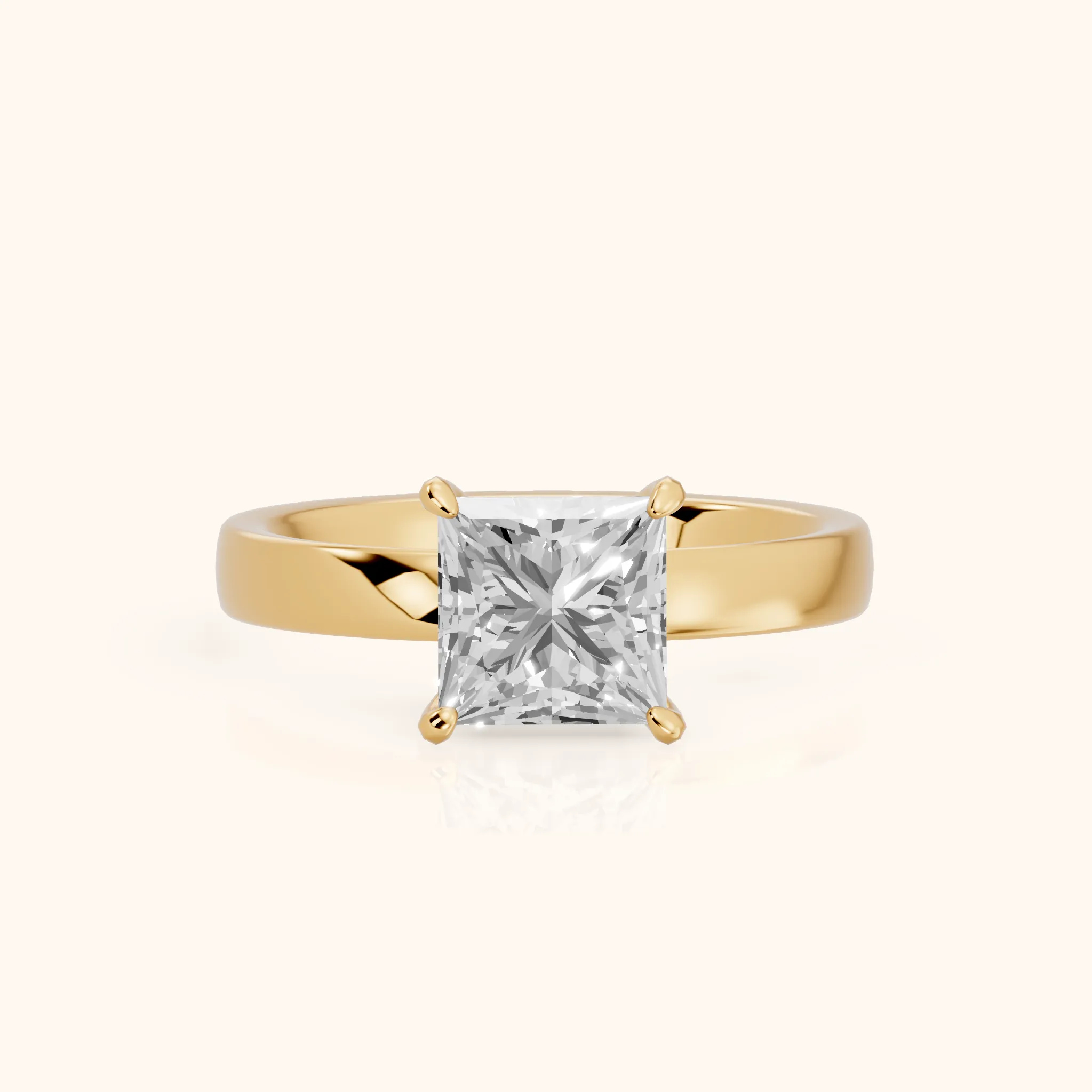 Lara Hidden Halo Princess Diamond Engagement Ring in Yellow Gold — view 1