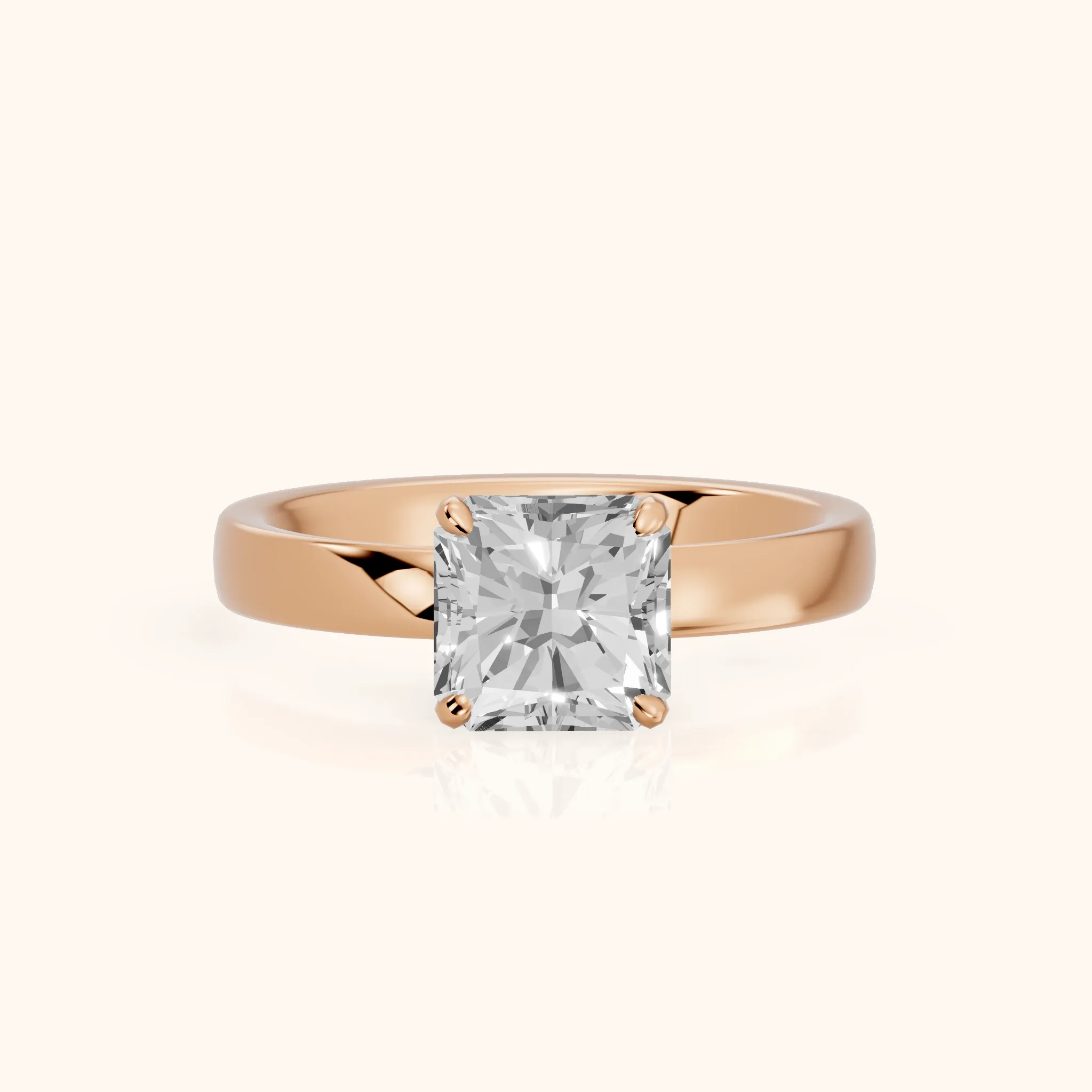Lara Hidden Halo Radiant Diamond Engagement Ring in Rose Gold — view 1