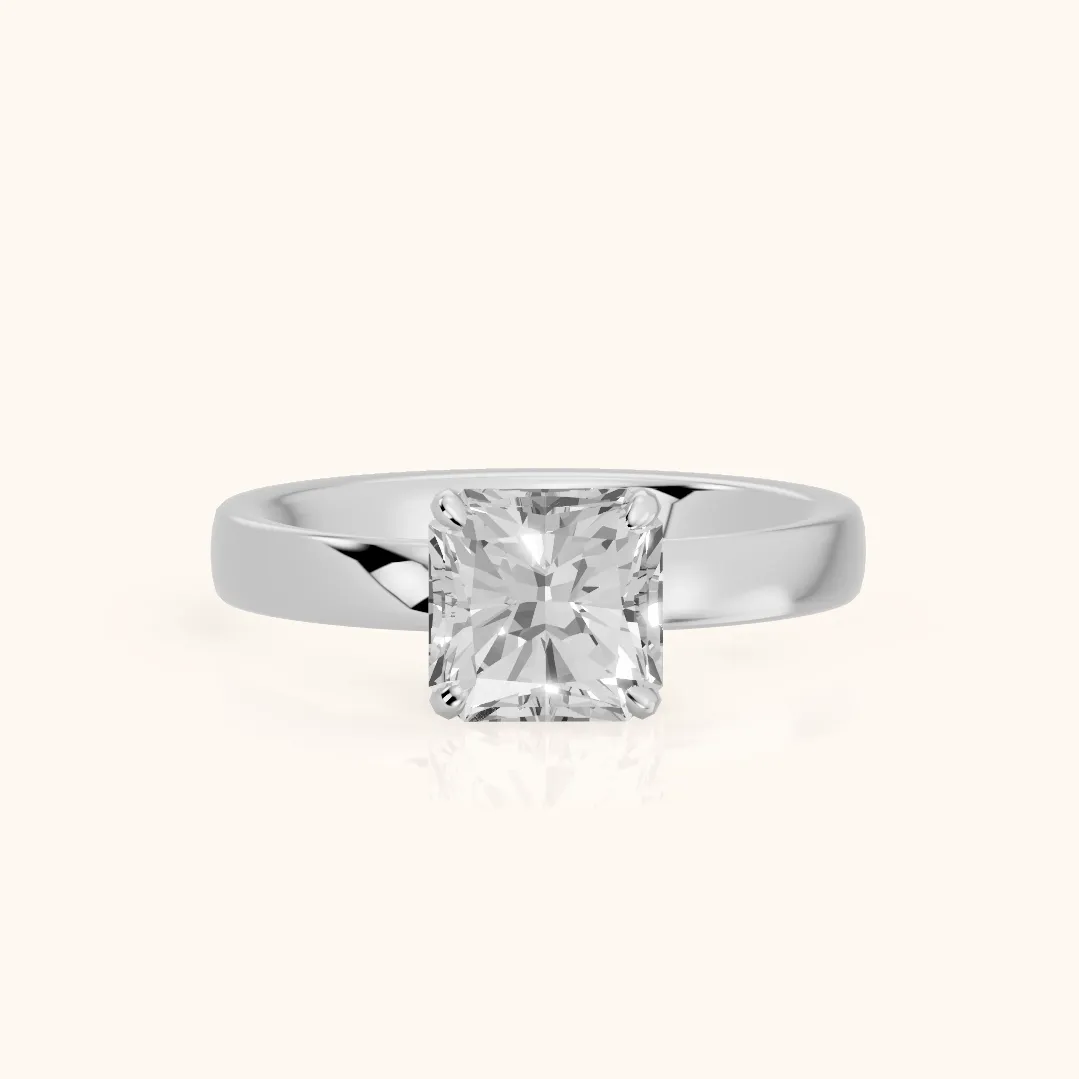 Lara Hidden Halo Radiant Diamond Engagement Ring in Silver — view 2