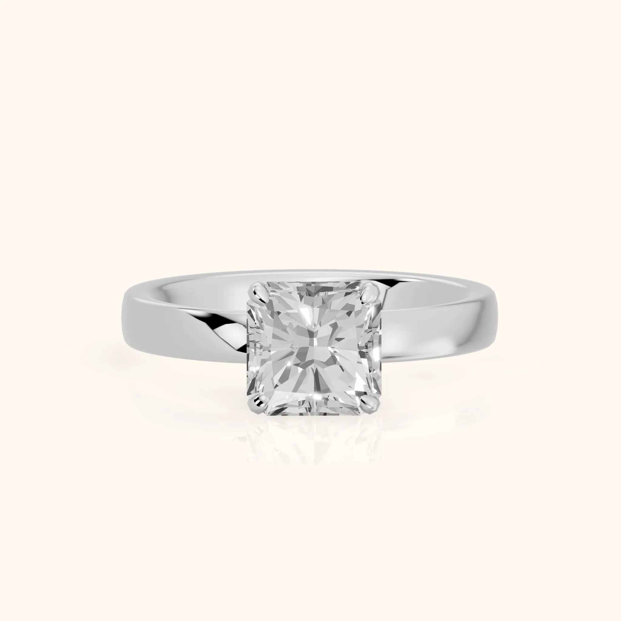 Lara Hidden Halo Radiant Diamond Engagement Ring in Silver — view 1