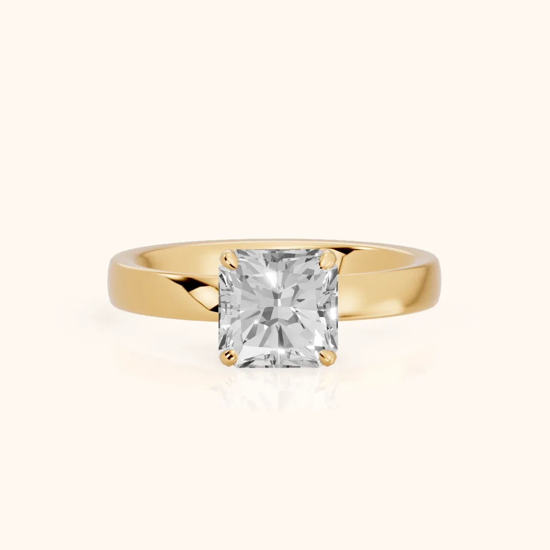 Lara Hidden Halo Radiant Diamond Engagement Ring in Yellow Gold — view 2