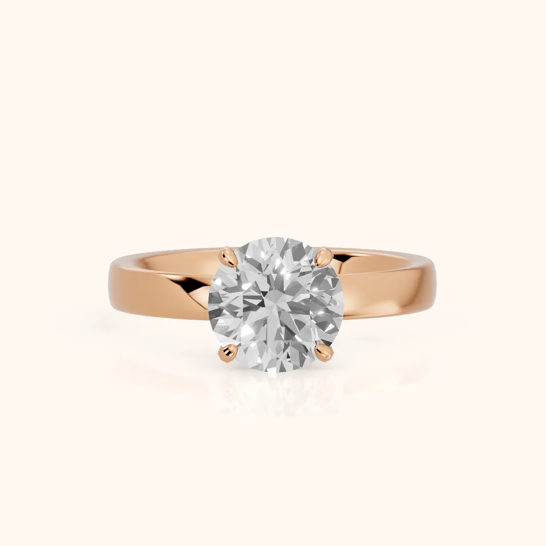 Lara Hidden Halo Round Diamond Engagement Ring in Rose Gold — view 2