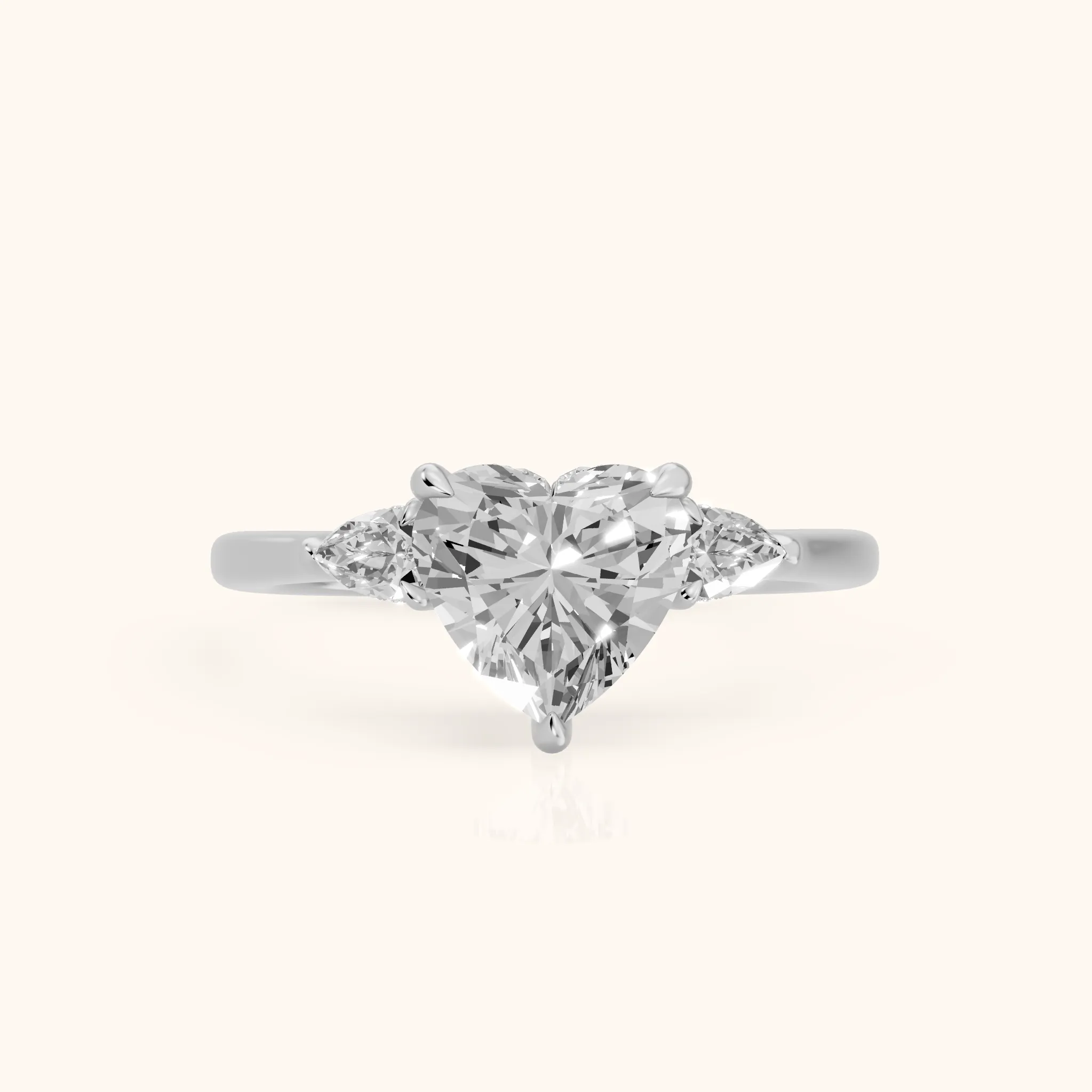 Leila Three-Stone Heart Diamond Engagement Ring in Silver — view 1