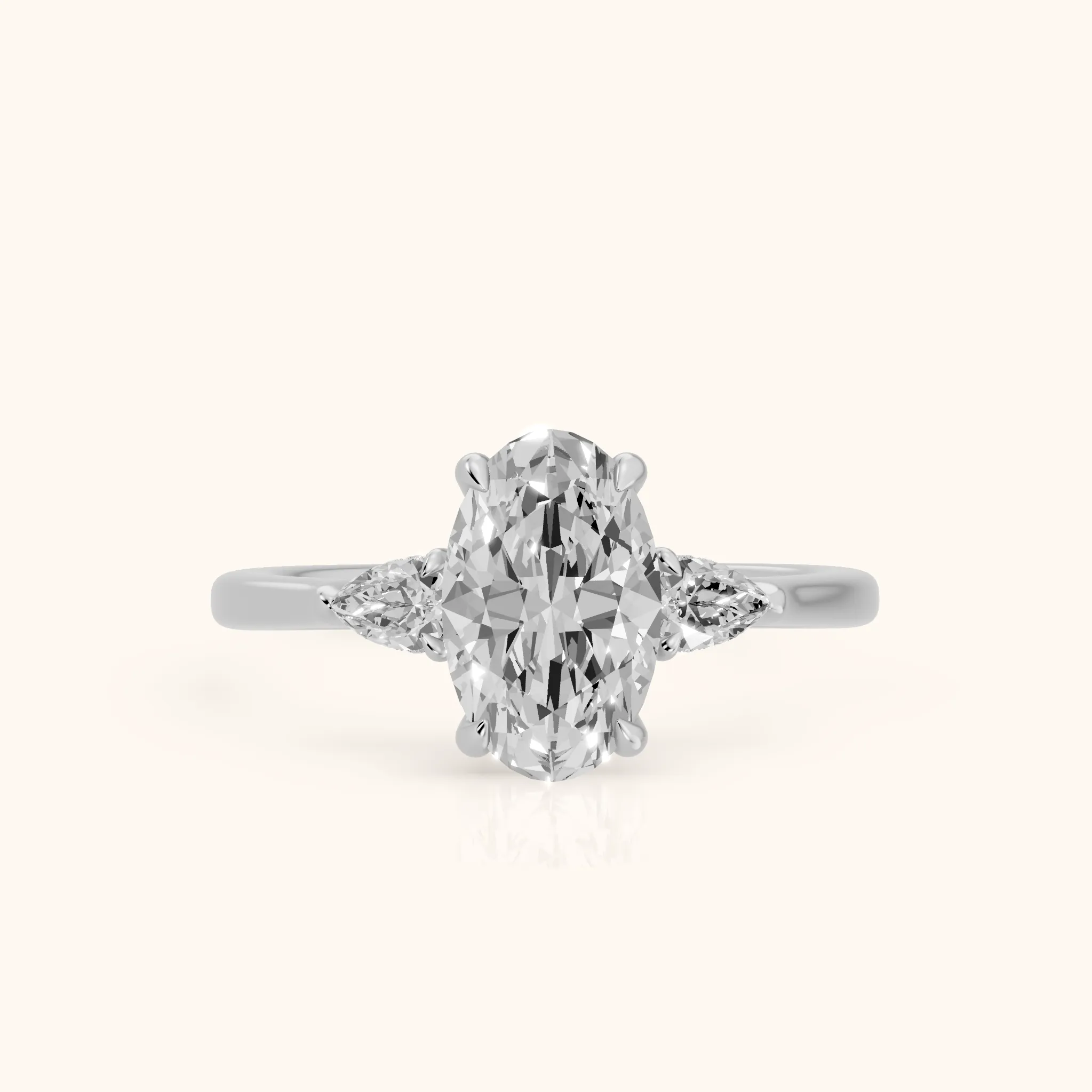 Leila Three-Stone Oval Diamond Engagement Ring in Silver — view 1