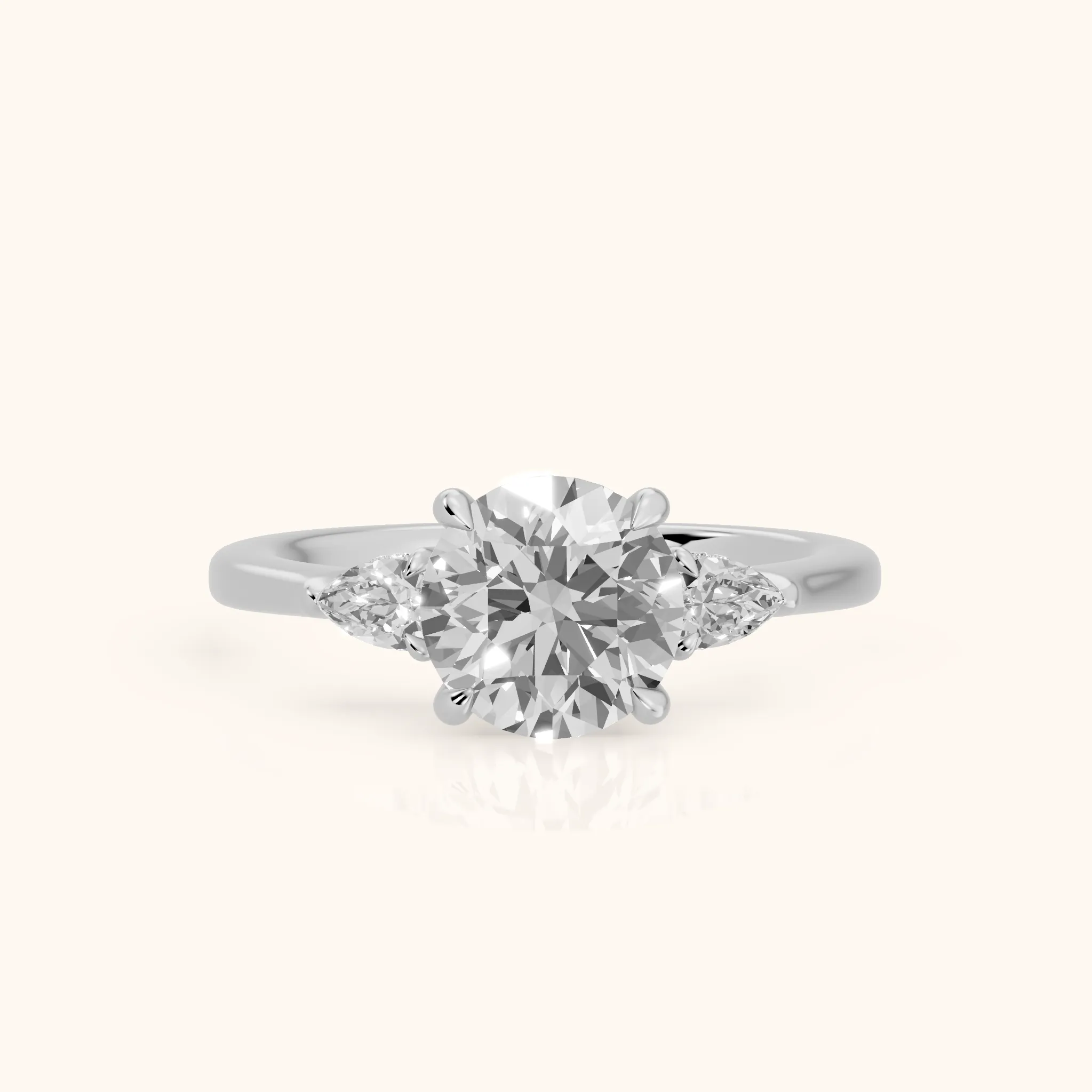 Leila Three-Stone Round Diamond Engagement Ring in Silver — view 1