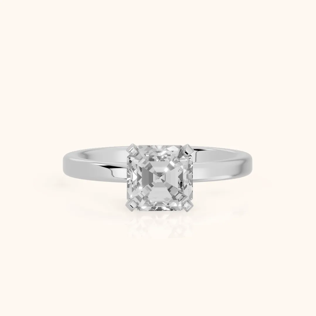 Liana Solitaire Claw Prong Asscher Diamond Engagement Ring in Silver — view 2