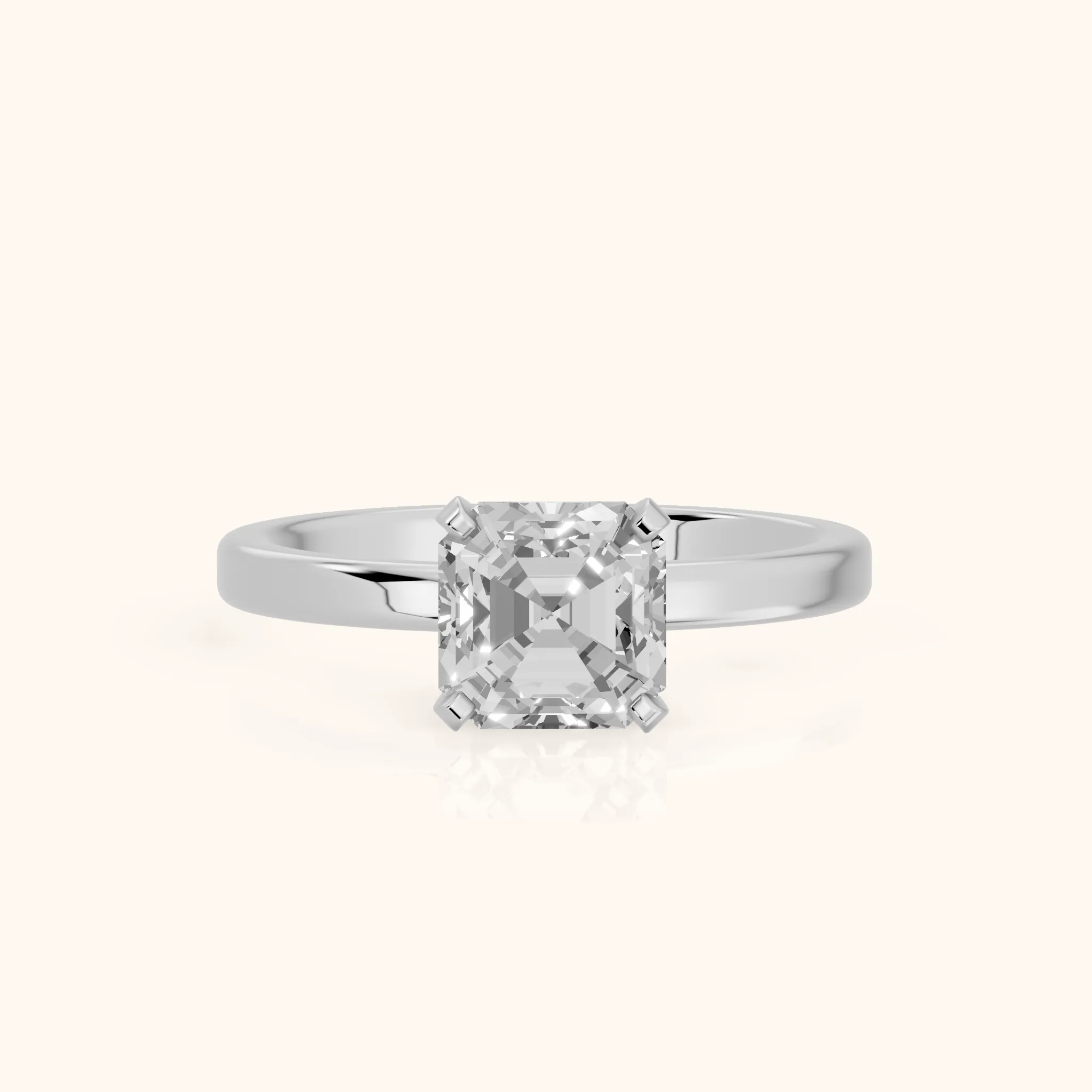 Liana Solitaire Claw Prong Asscher Diamond Engagement Ring in Silver — view 1