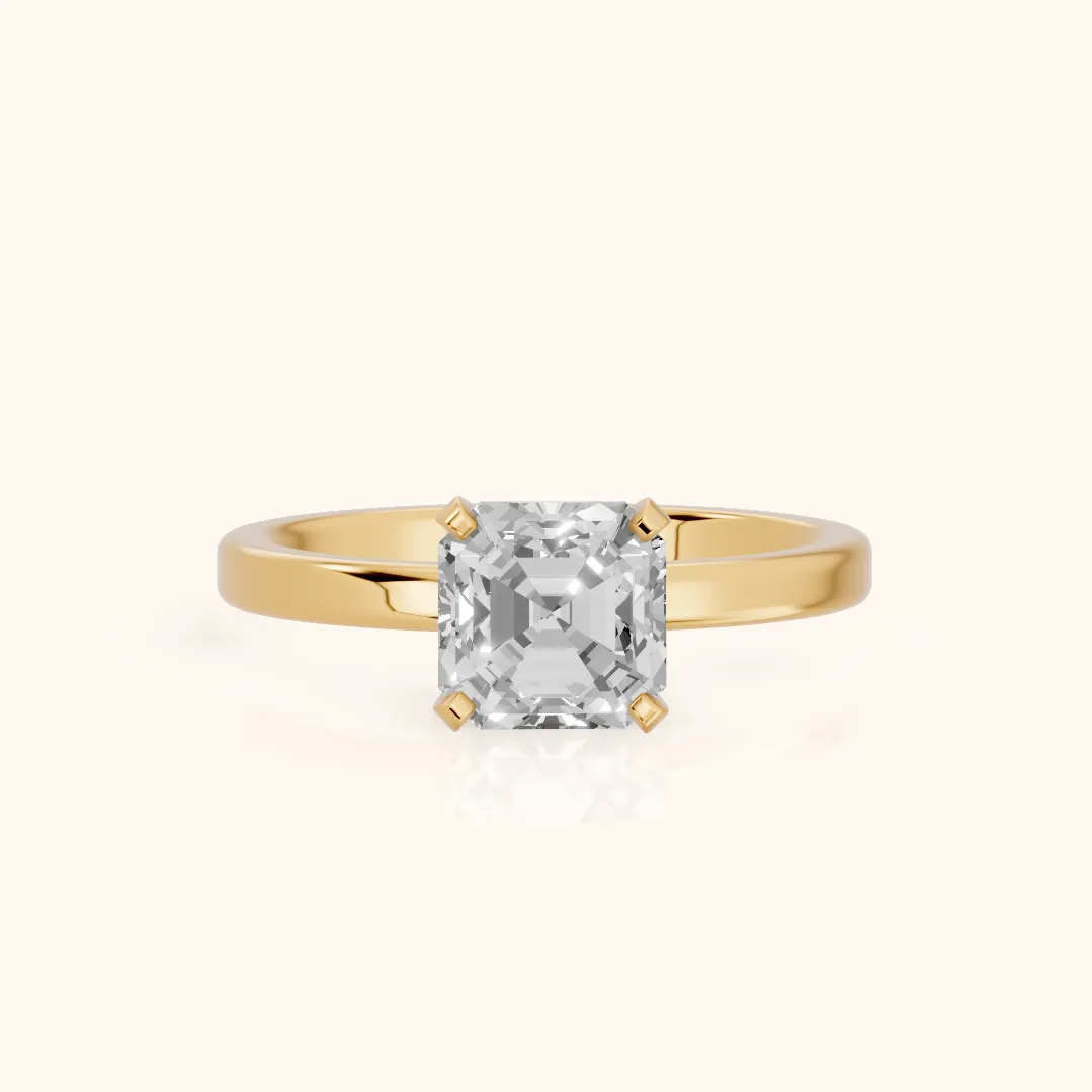 Liana Solitaire Claw Prong Asscher Diamond Engagement Ring in Yellow Gold — view 2