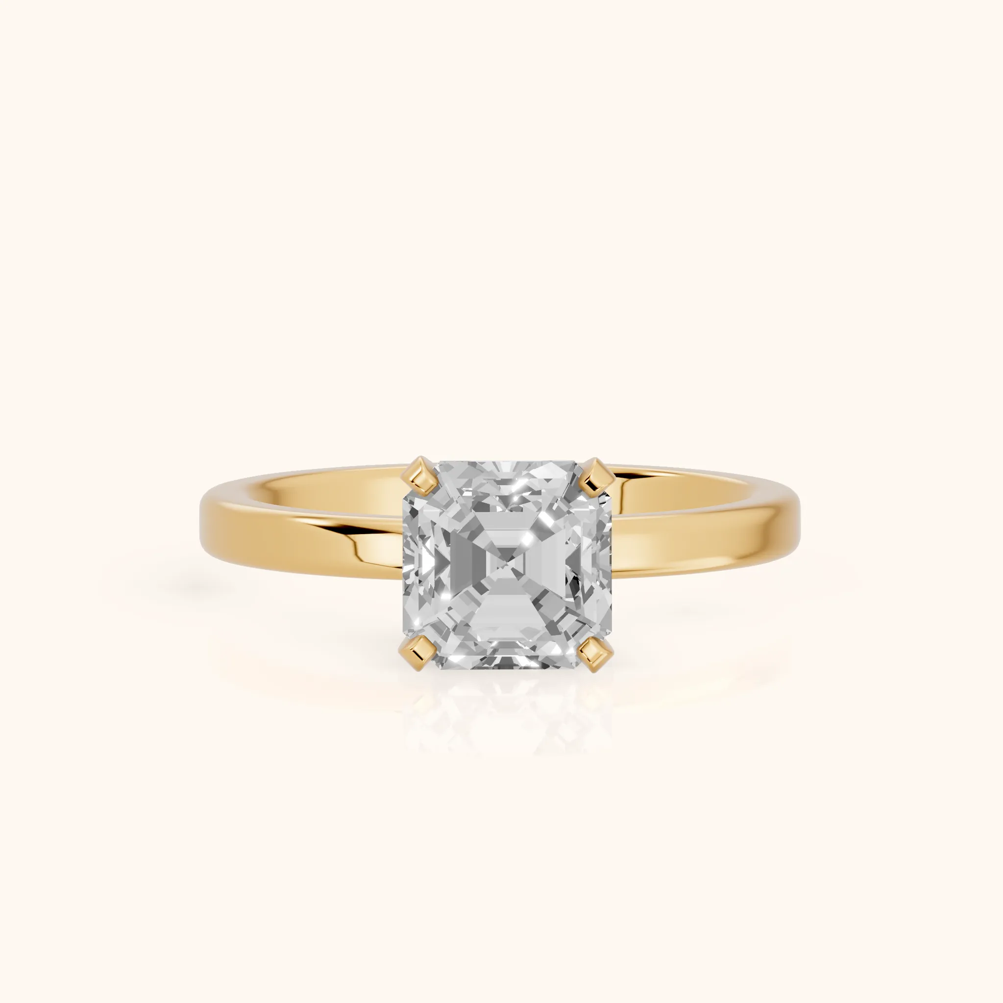 Liana Solitaire Claw Prong Asscher Diamond Engagement Ring in Yellow Gold — view 1