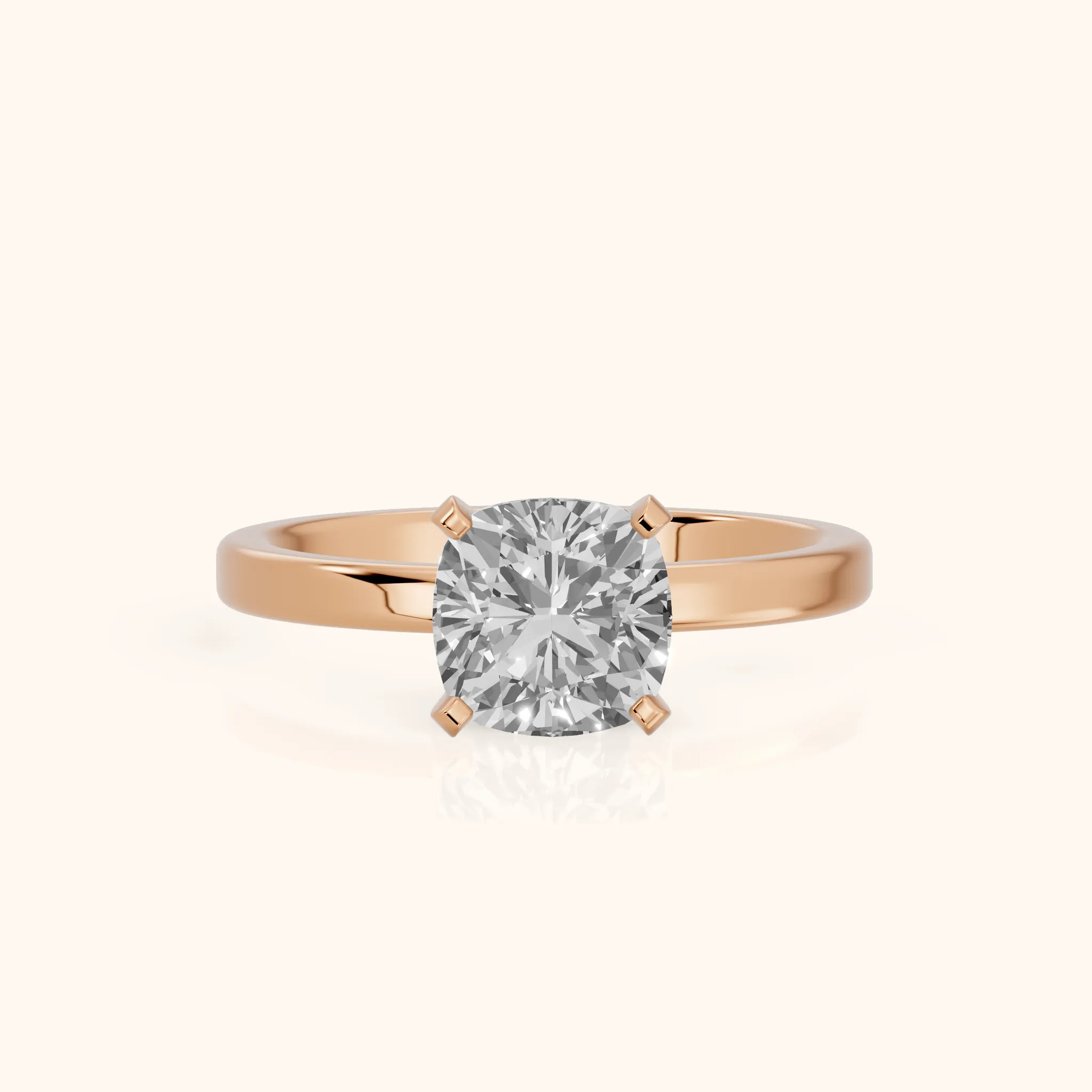 Liana Solitaire Claw Prong Cushion Diamond Engagement Ring in Rose Gold — view 1