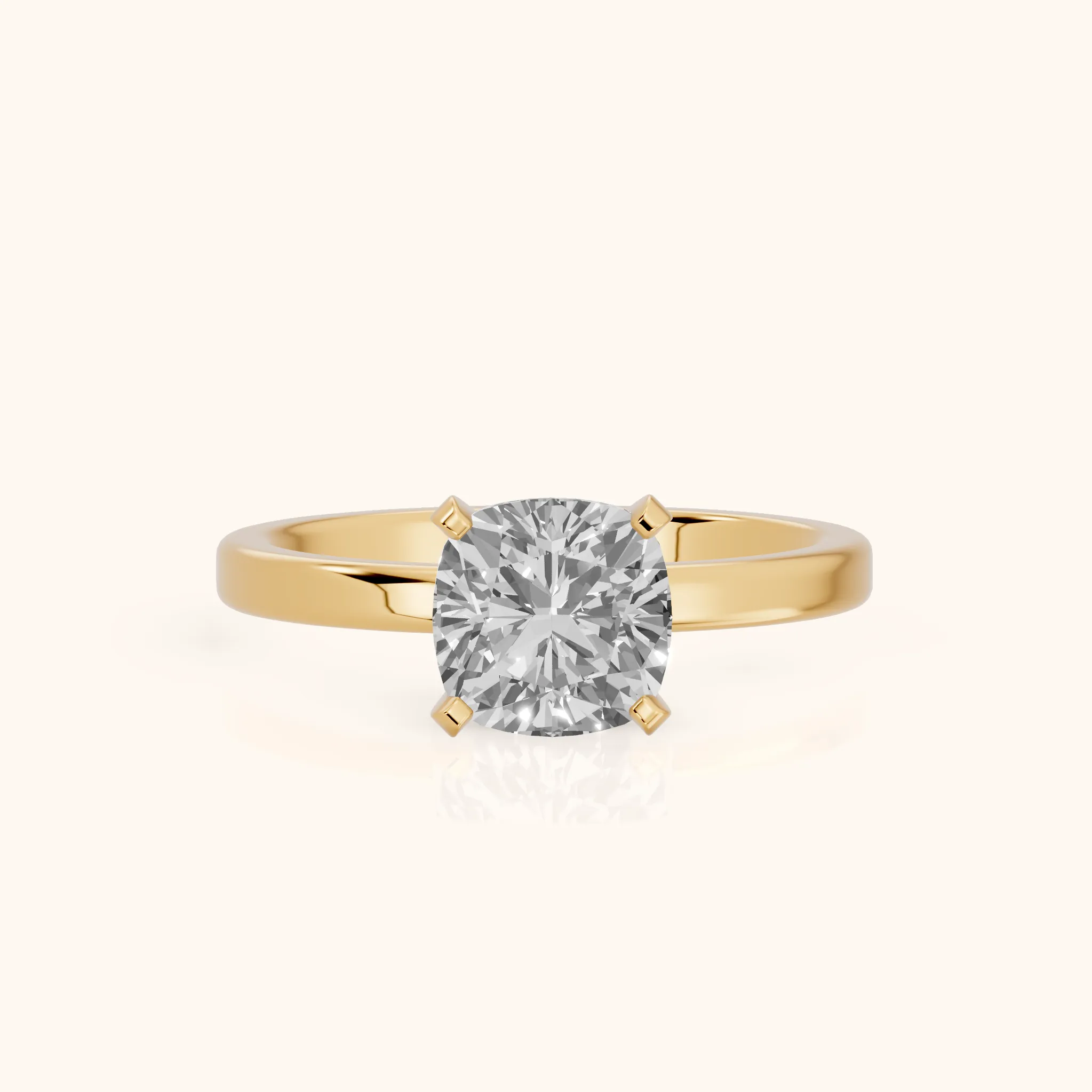 Liana Solitaire Claw Prong Cushion Diamond Engagement Ring in Yellow Gold — view 1