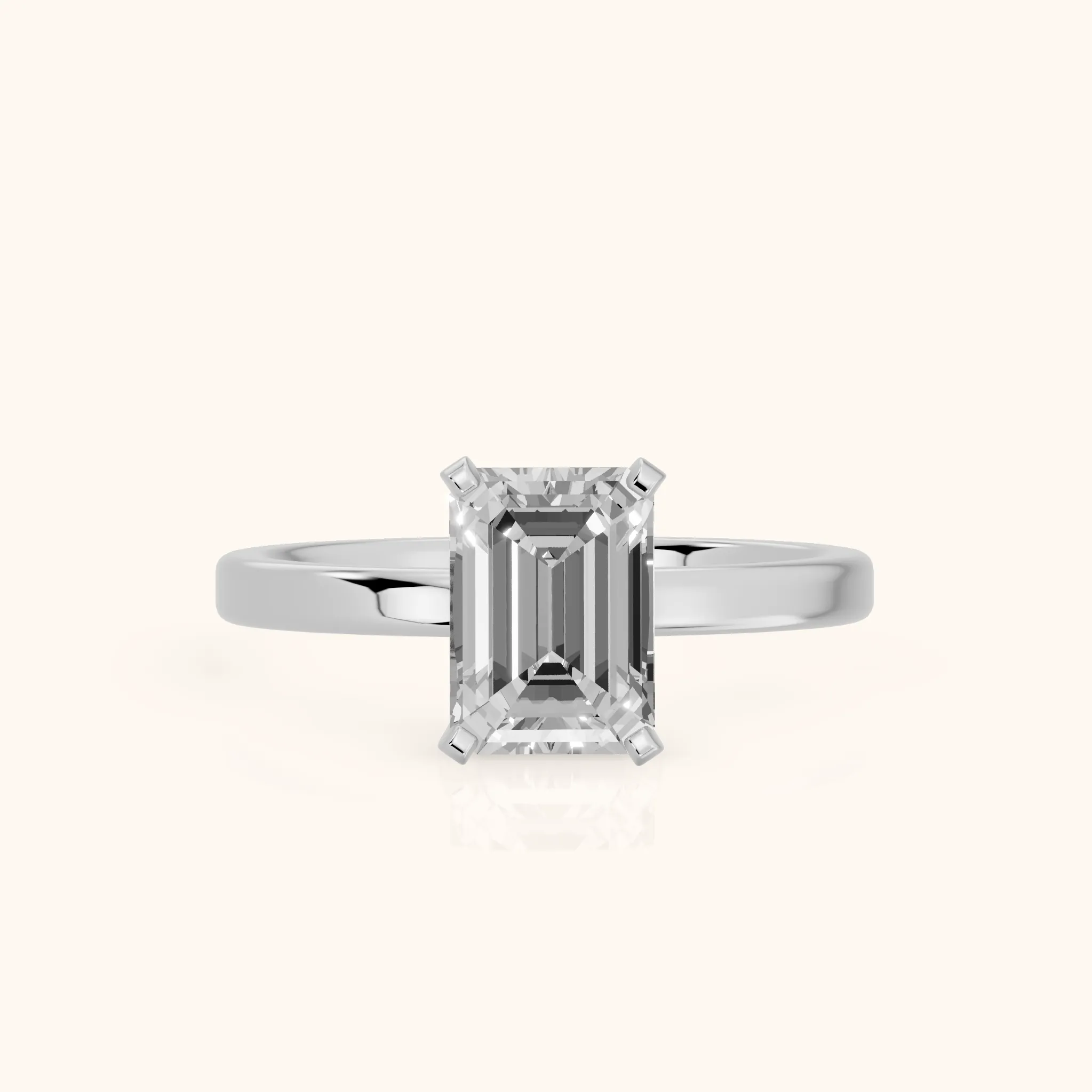Liana Solitaire Claw Prong Emerald Diamond Engagement Ring in Platinum — view 1