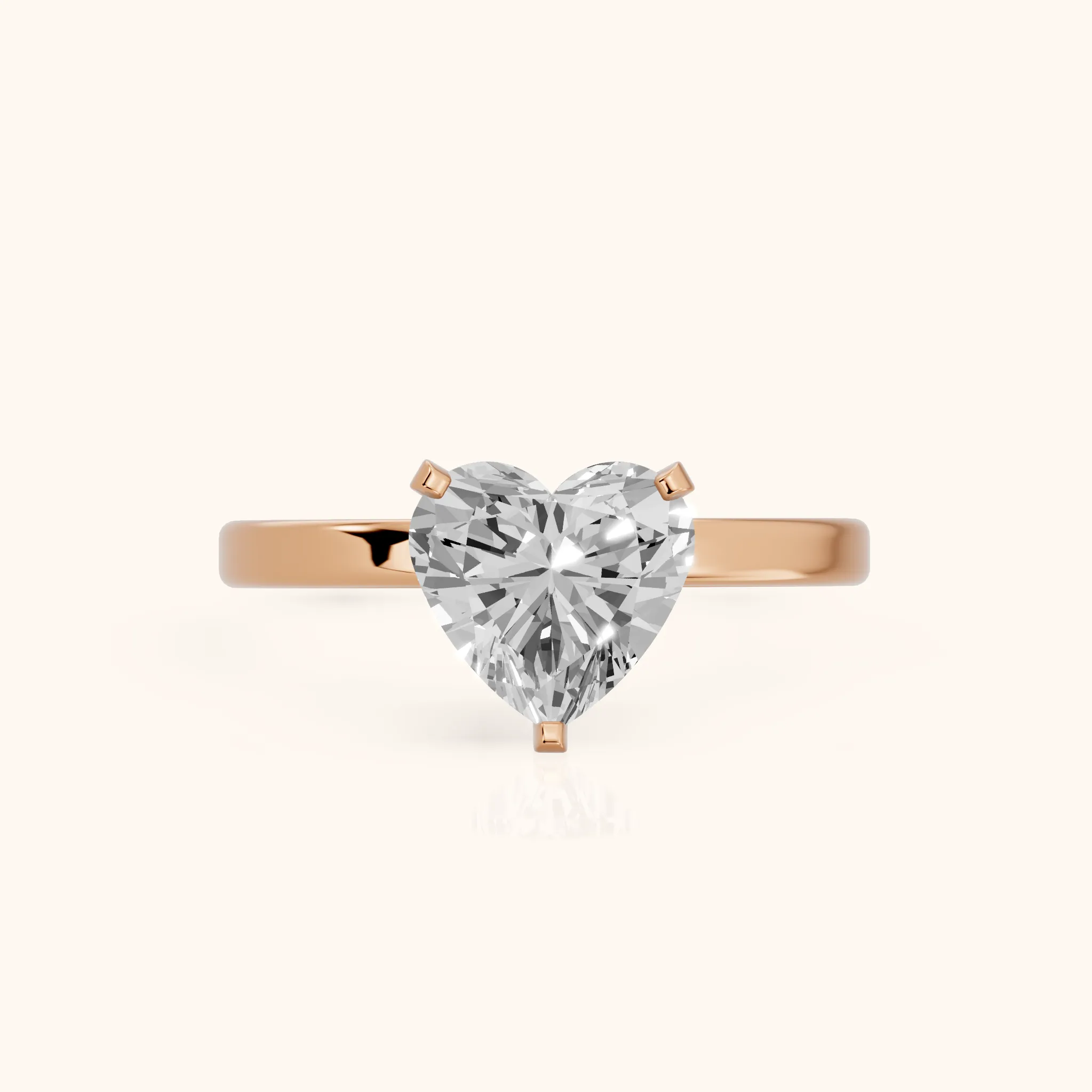 Liana Solitaire Claw Prong Heart Diamond Engagement Ring in Rose Gold — view 1