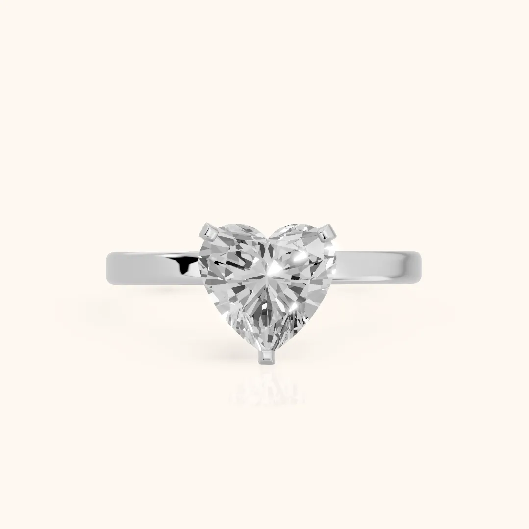 Liana Solitaire Claw Prong Heart Diamond Engagement Ring in Platinum — view 2