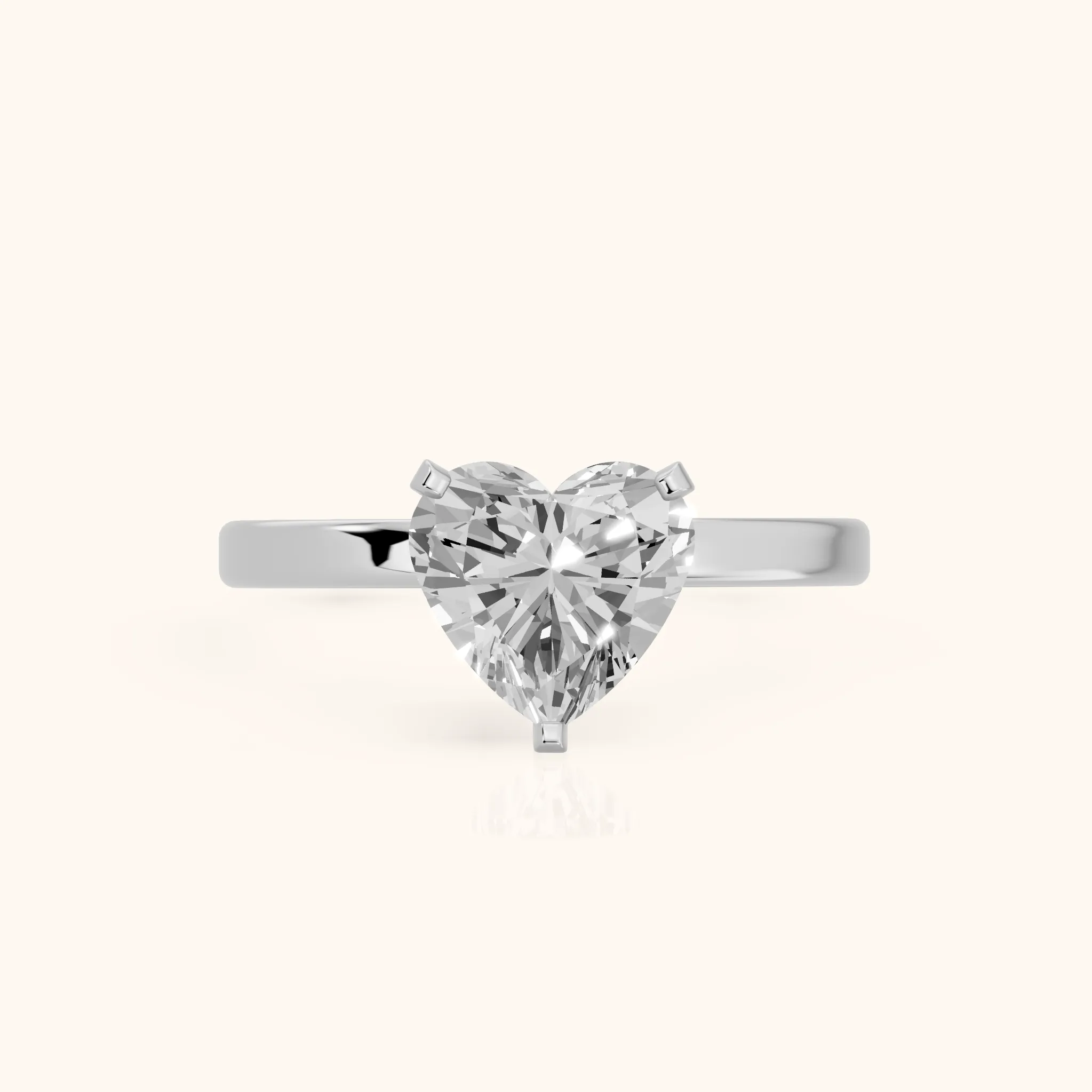 Liana Solitaire Claw Prong Heart Diamond Engagement Ring in Platinum — view 1