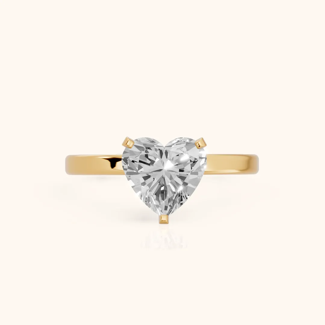 Liana Solitaire Claw Prong Heart Diamond Engagement Ring in Yellow Gold — view 2