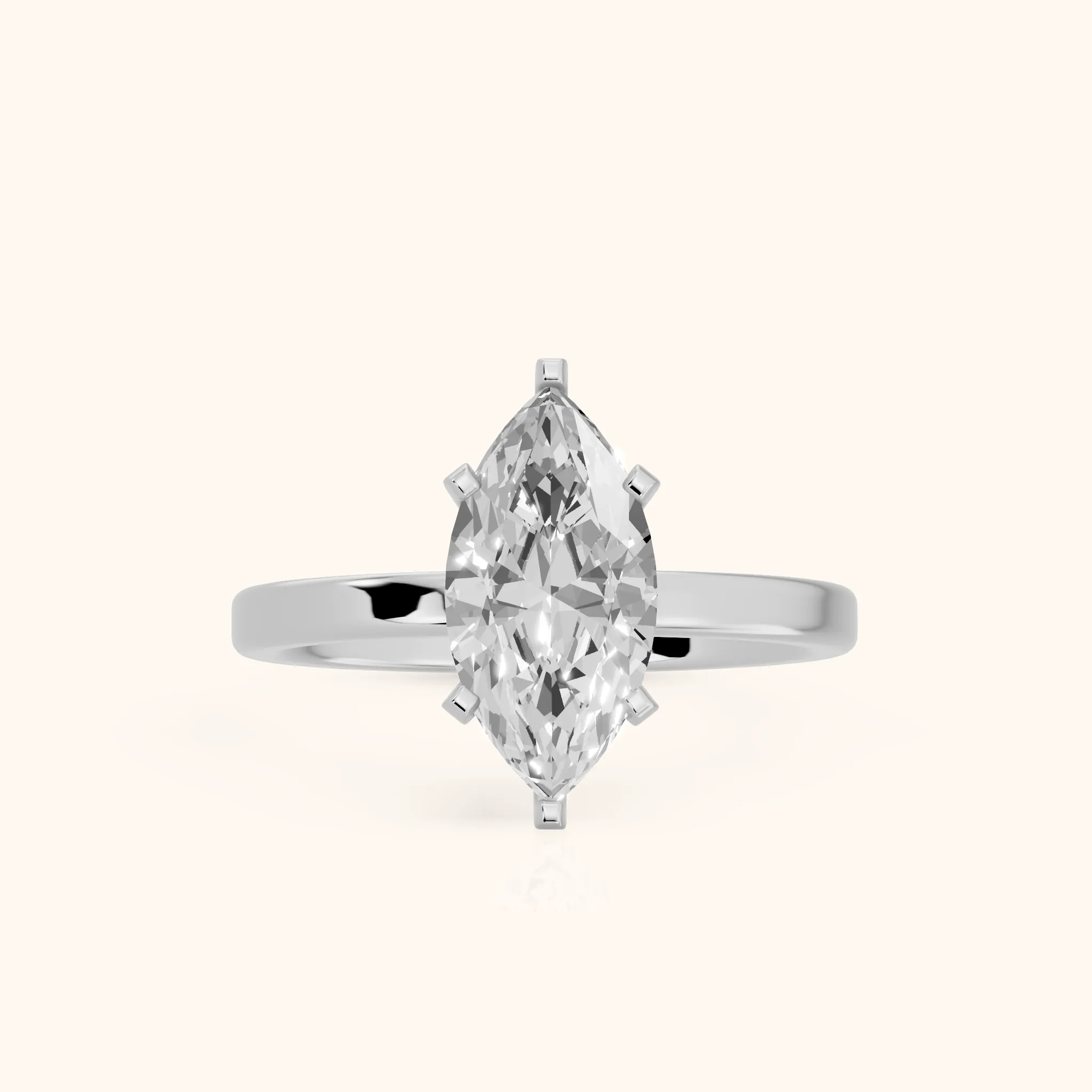 Liana Solitaire Claw Prong Marquise Diamond Engagement Ring in Silver — view 1