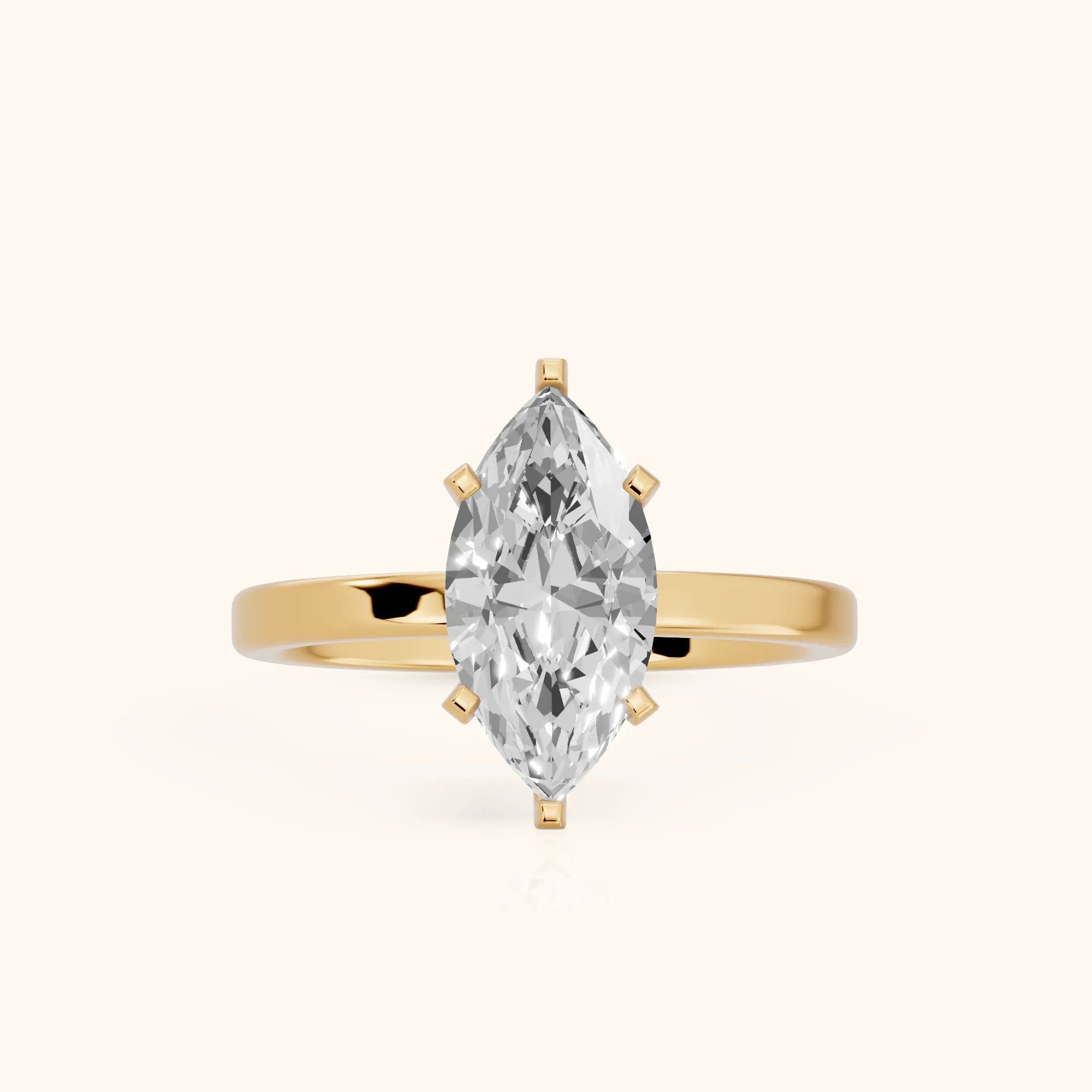 Liana Solitaire Claw Prong Marquise Diamond Engagement Ring in Yellow Gold — view 1