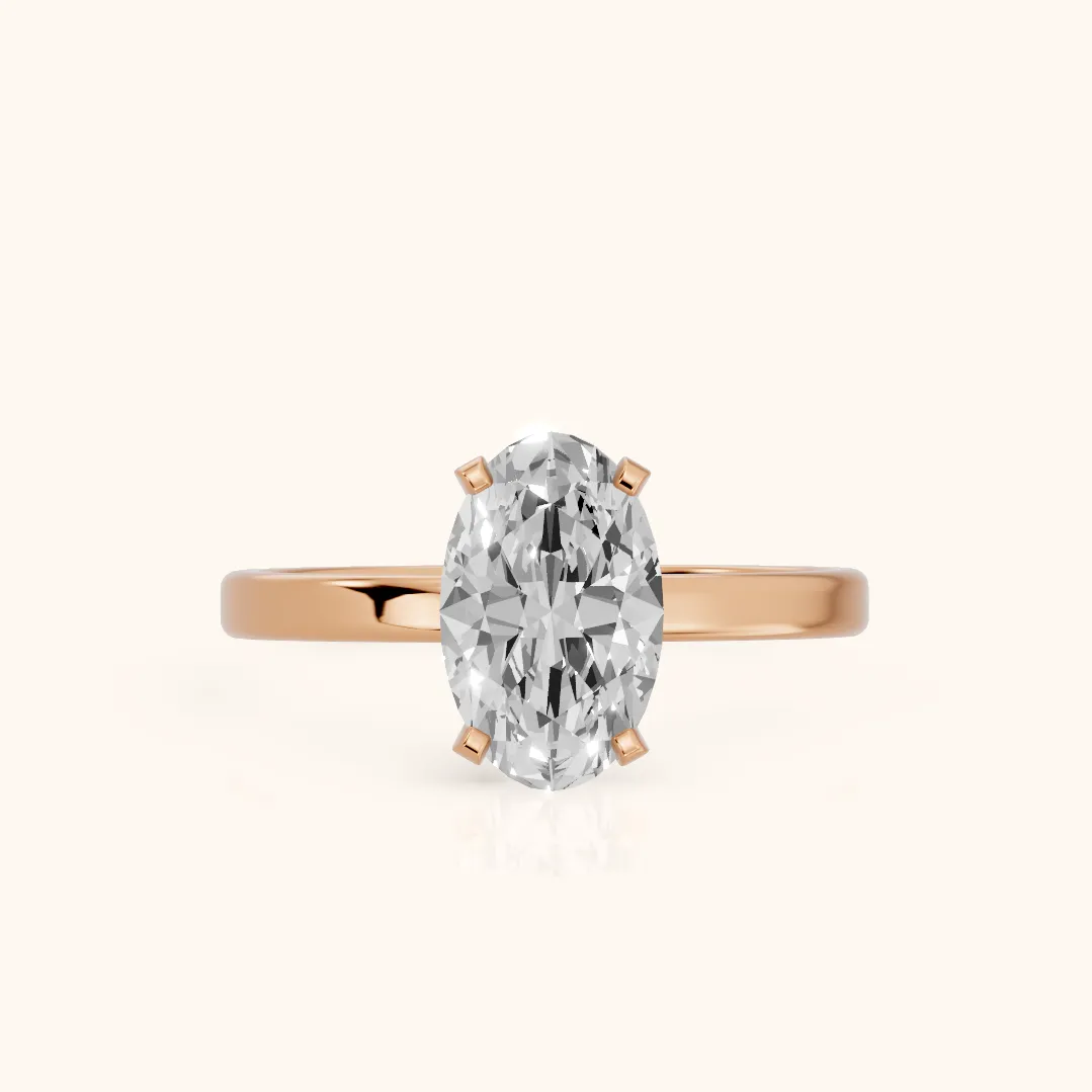 Liana Solitaire Claw Prong Oval Diamond Engagement Ring in Rose Gold — view 2