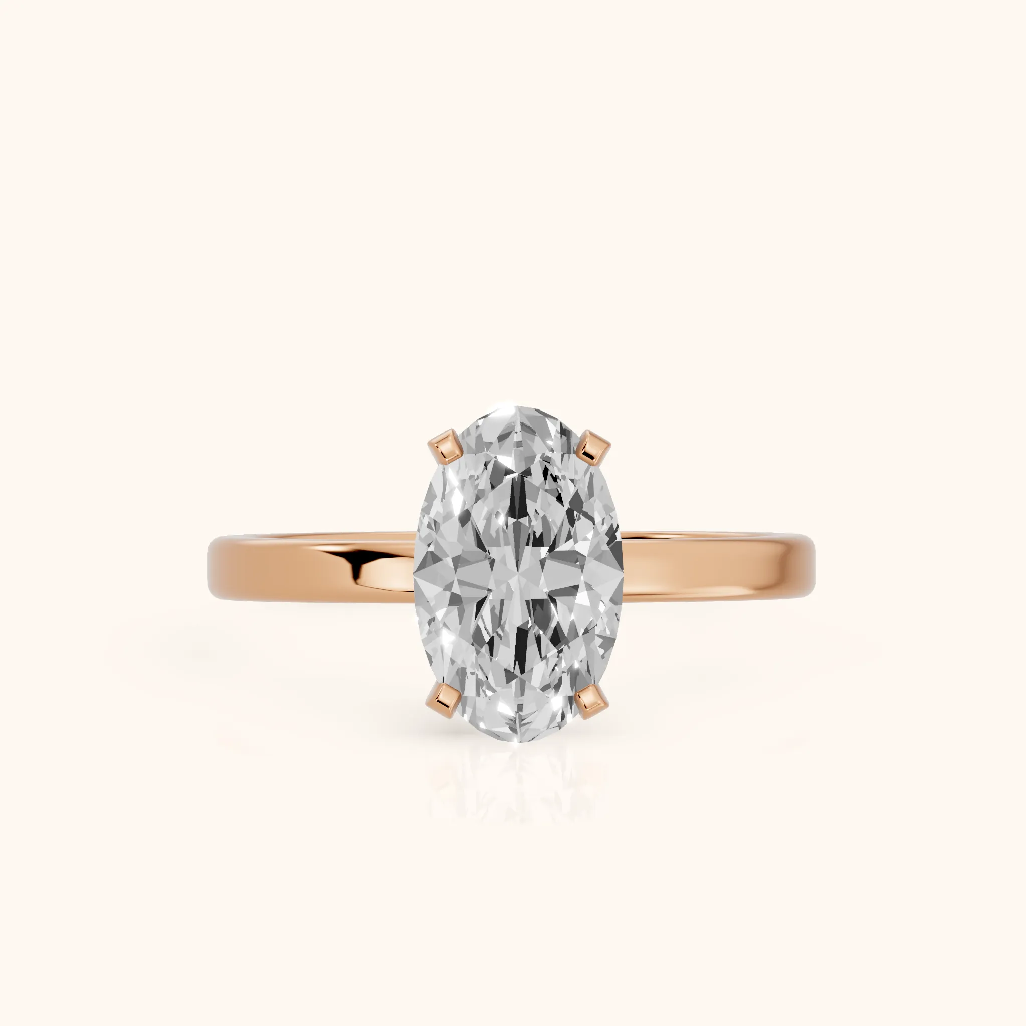Liana Solitaire Claw Prong Oval Diamond Engagement Ring in Rose Gold — view 1