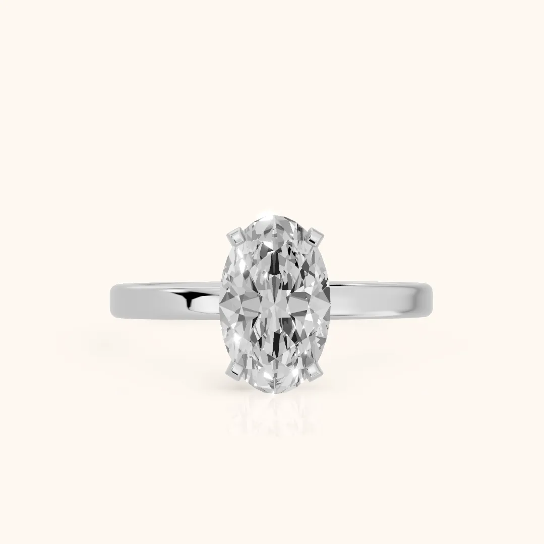 Liana Solitaire Claw Prong Oval Diamond Engagement Ring in Platinum — view 2