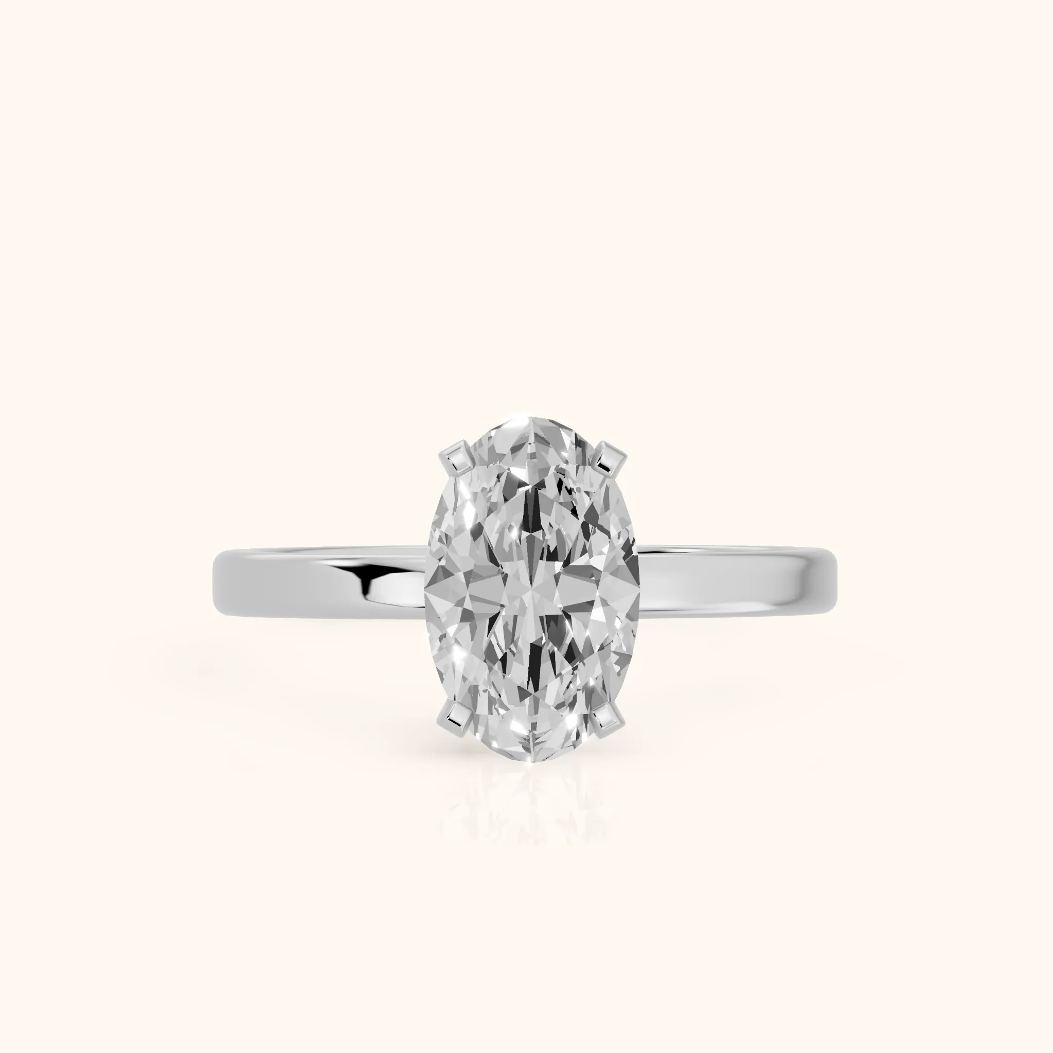 Liana Solitaire Claw Prong Oval Diamond Engagement Ring in Platinum — view 1