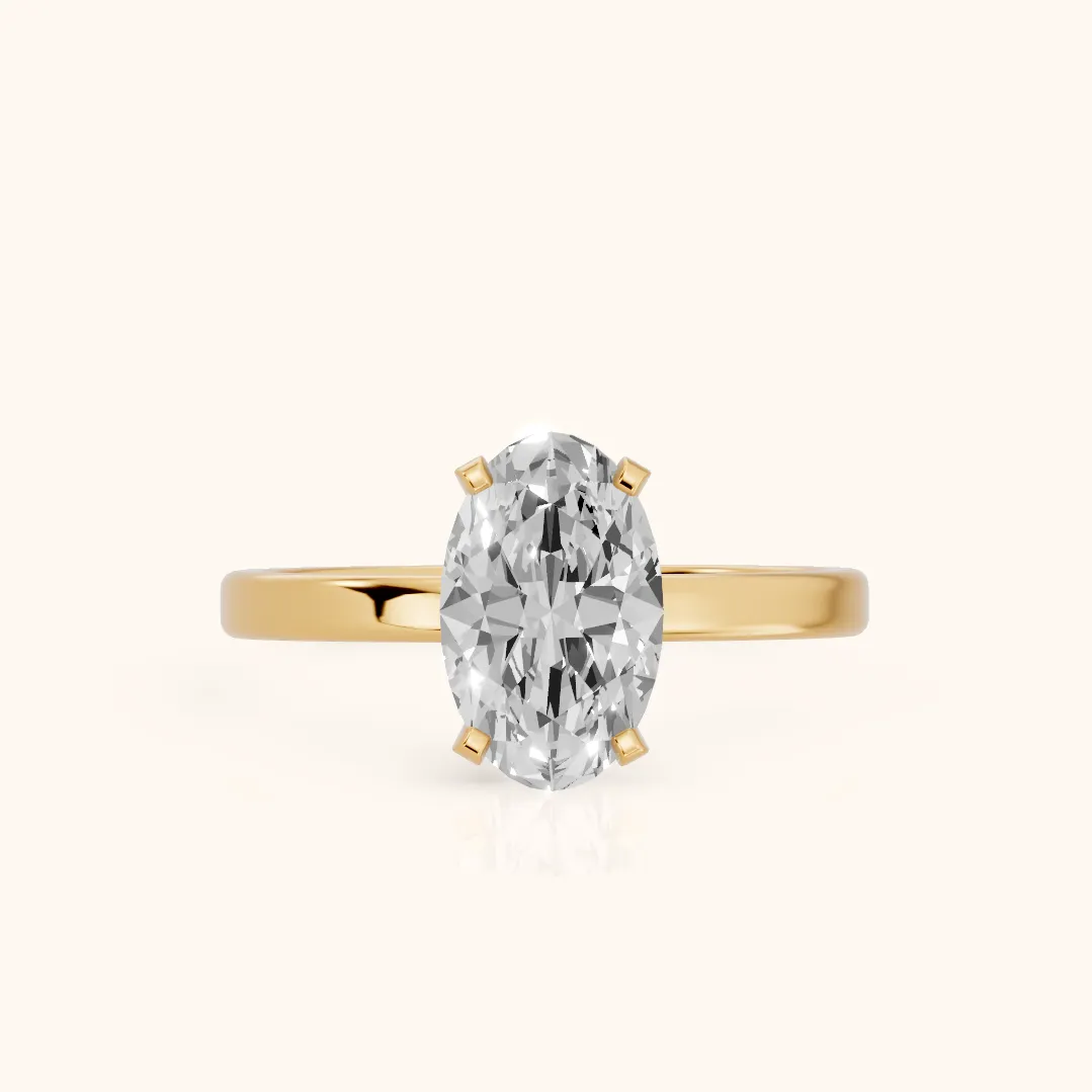 Liana Solitaire Claw Prong Oval Diamond Engagement Ring in Yellow Gold — view 2