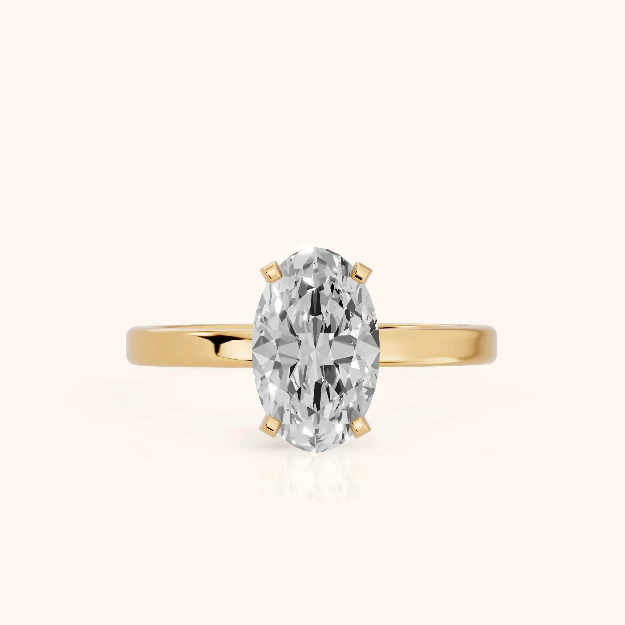 Liana Solitaire Claw Prong Oval Diamond Engagement Ring in Yellow Gold — view 1