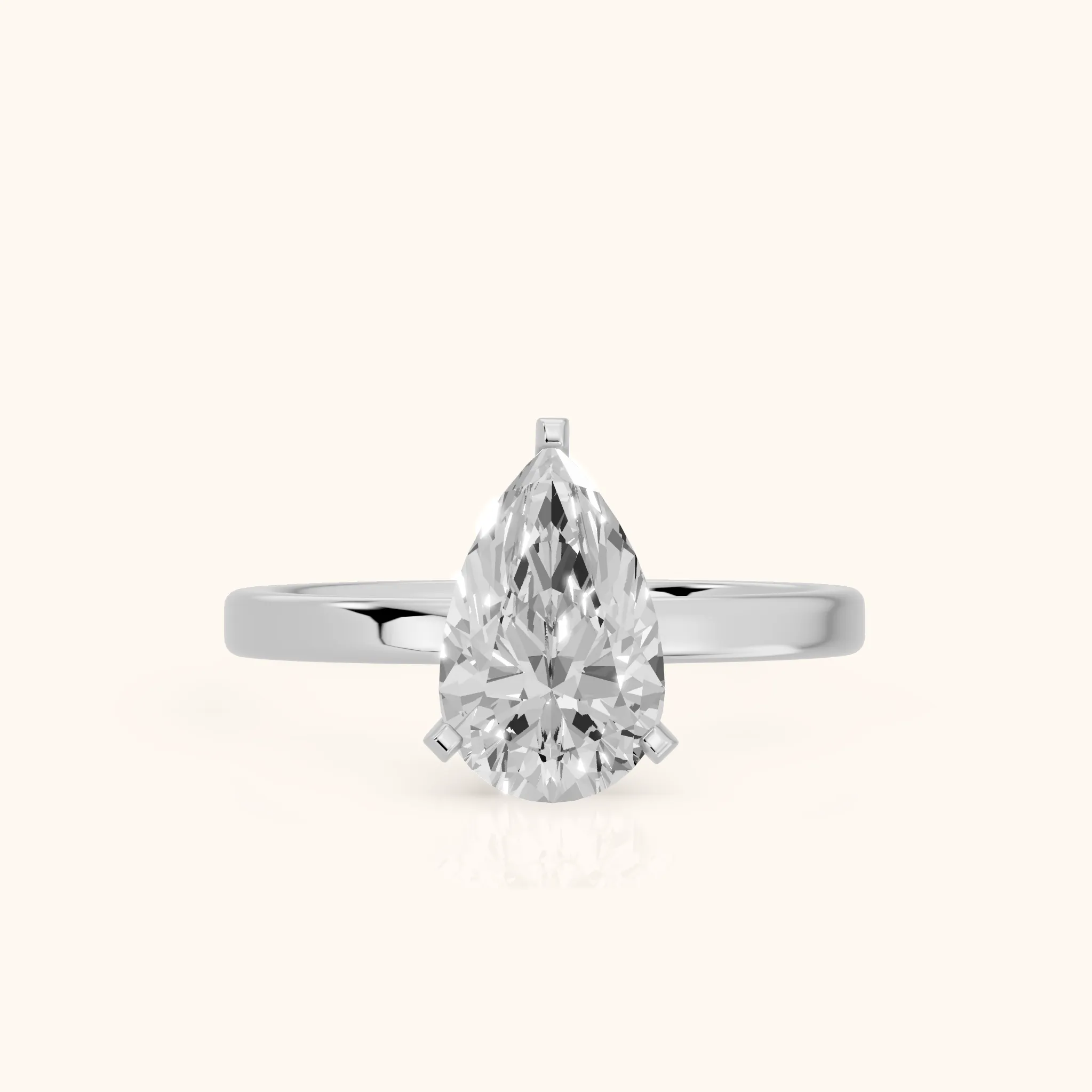 Liana Solitaire Claw Prong Pear Diamond Engagement Ring in Silver — view 1