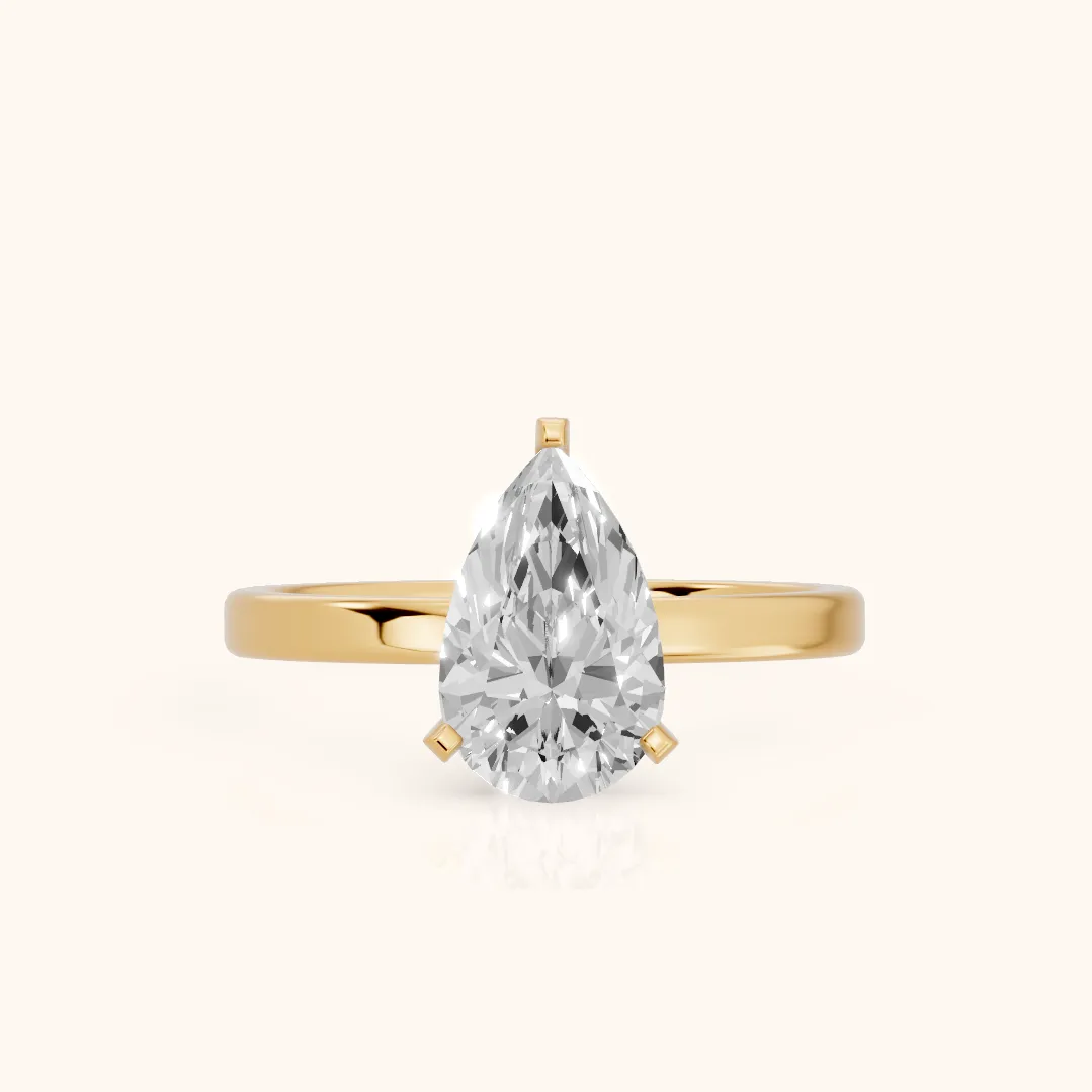 Liana Solitaire Claw Prong Pear Diamond Engagement Ring in Yellow Gold — view 2