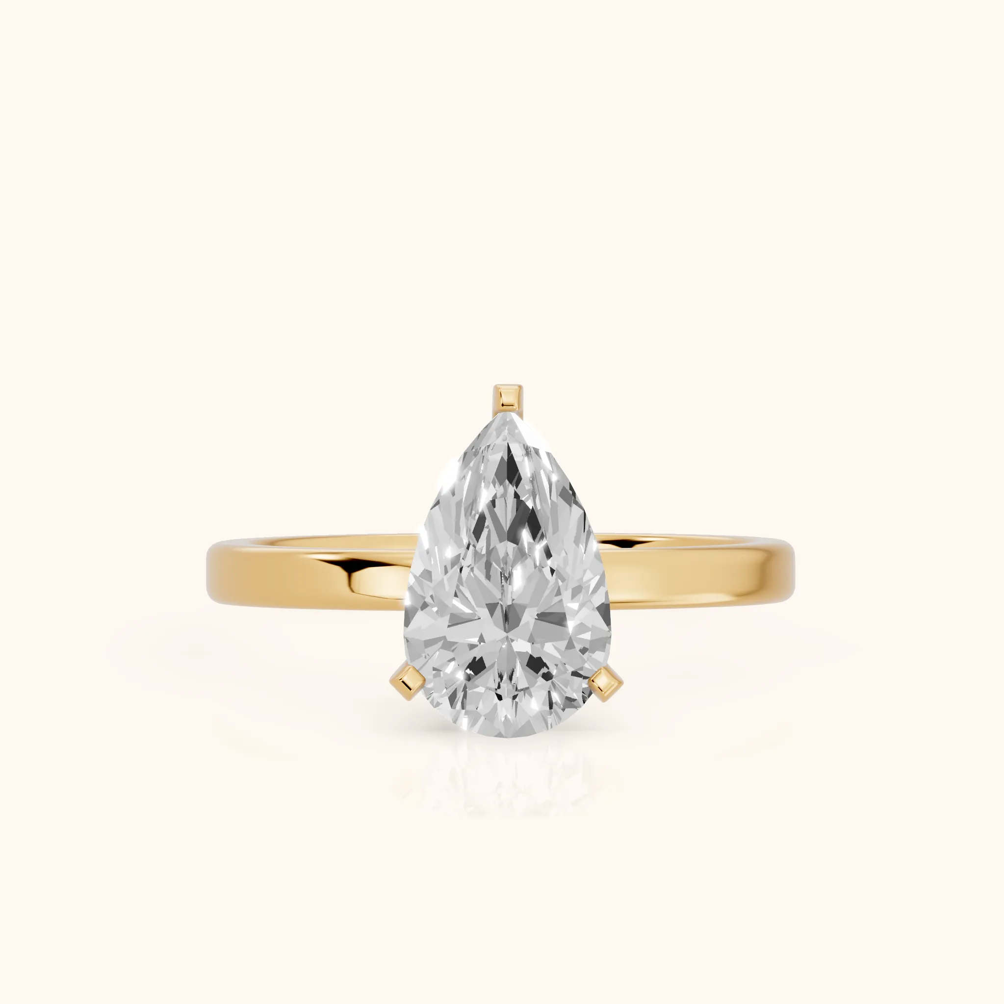 Liana Solitaire Claw Prong Pear Diamond Engagement Ring in Yellow Gold — view 1