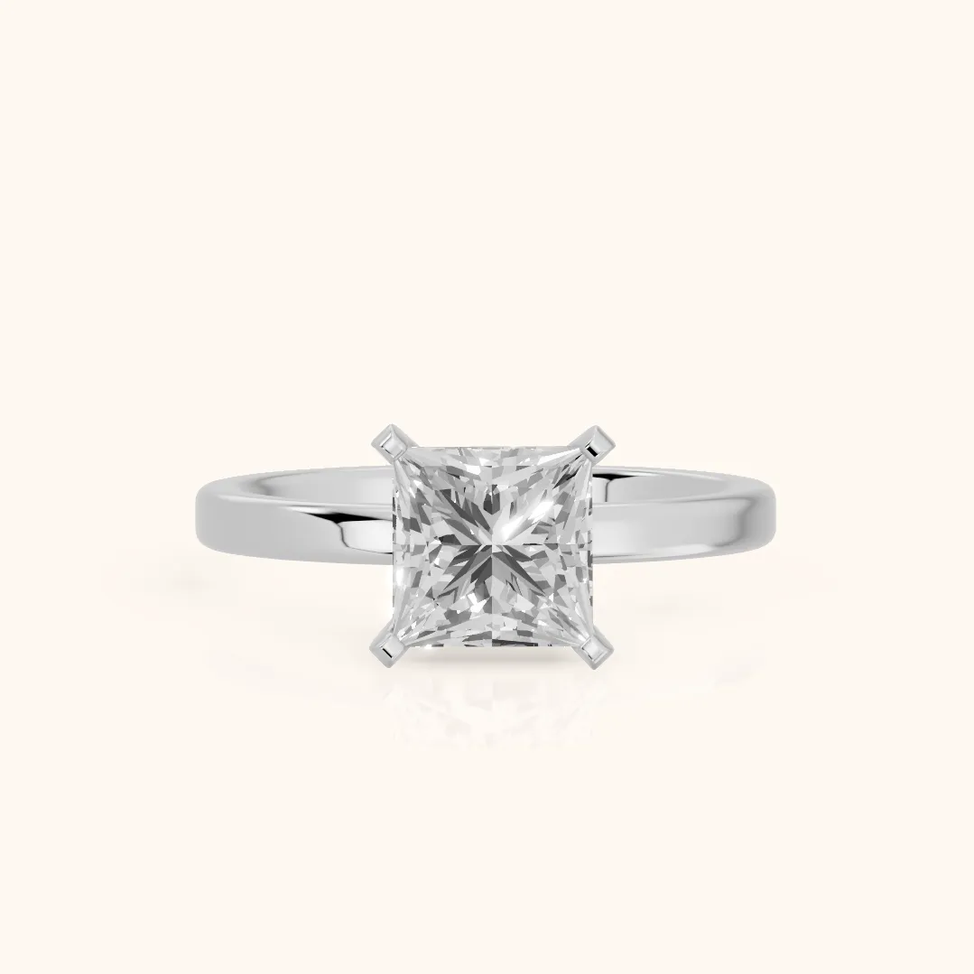 Liana Solitaire Claw Prong Princess Diamond Engagement Ring in Silver — view 2