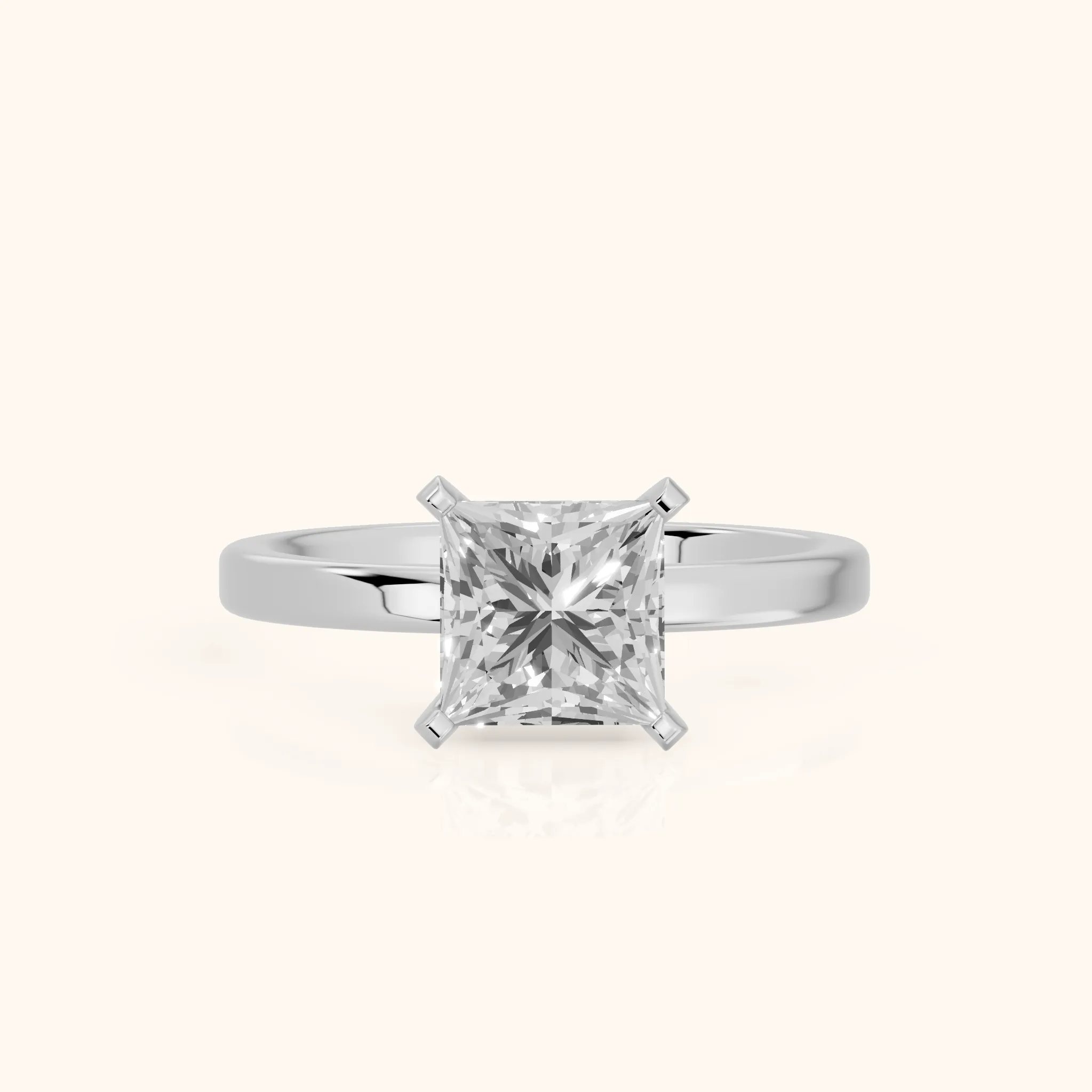 Liana Solitaire Claw Prong Princess Diamond Engagement Ring in Silver — view 1