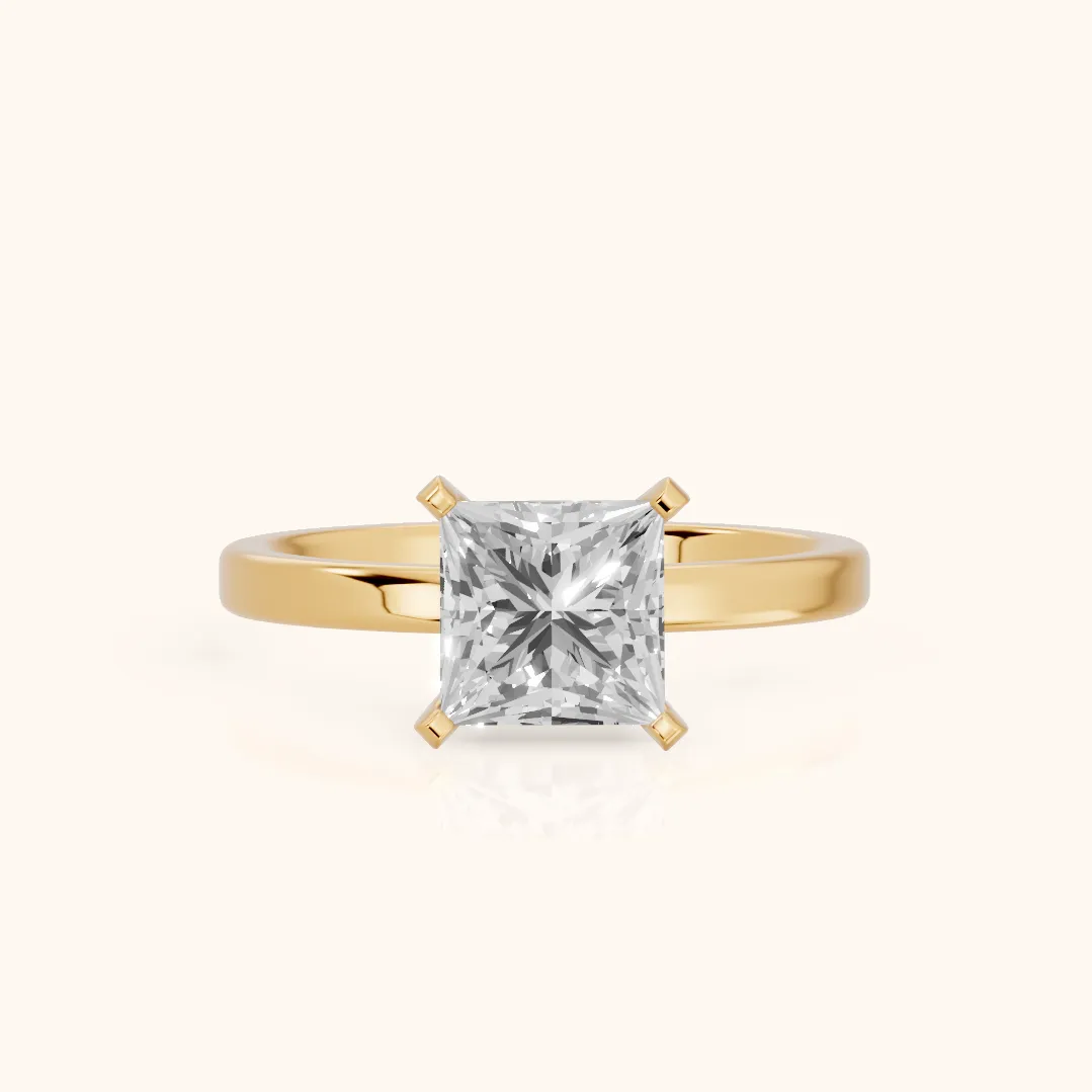 Liana Solitaire Claw Prong Princess Diamond Engagement Ring in Yellow Gold — view 2