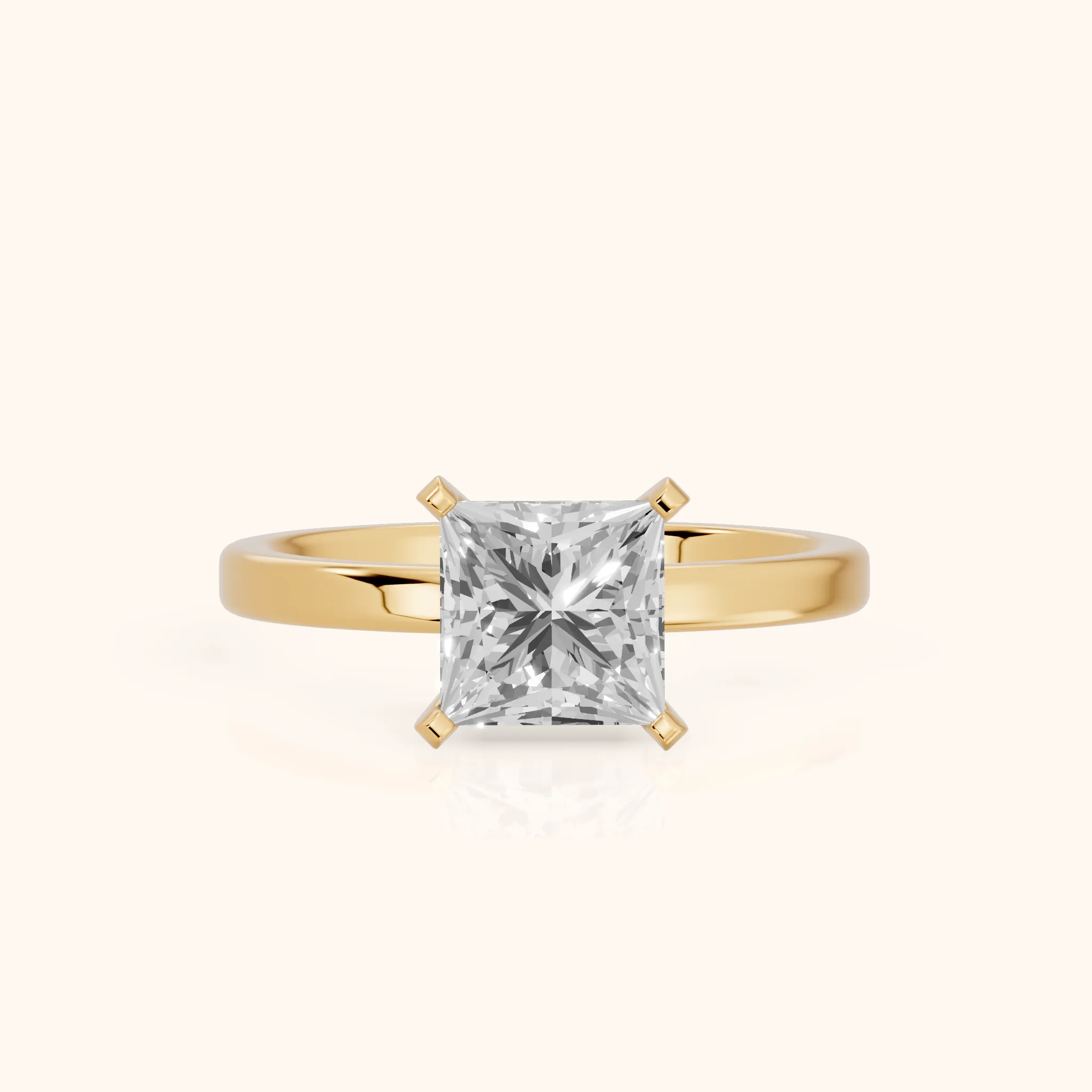 Liana Solitaire Claw Prong Princess Diamond Engagement Ring in Yellow Gold — view 1