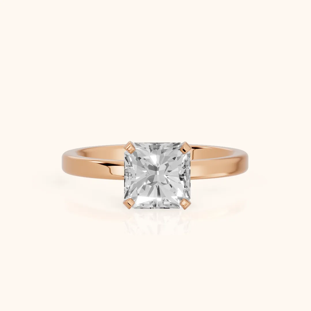 Liana Solitaire Claw Prong Radiant Diamond Engagement Ring in Rose Gold — view 2