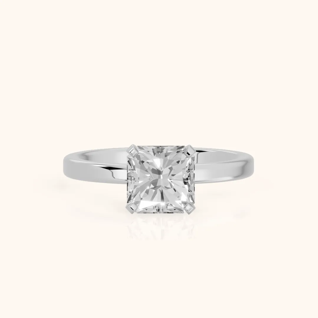 Liana Solitaire Claw Prong Radiant Diamond Engagement Ring in Silver — view 2